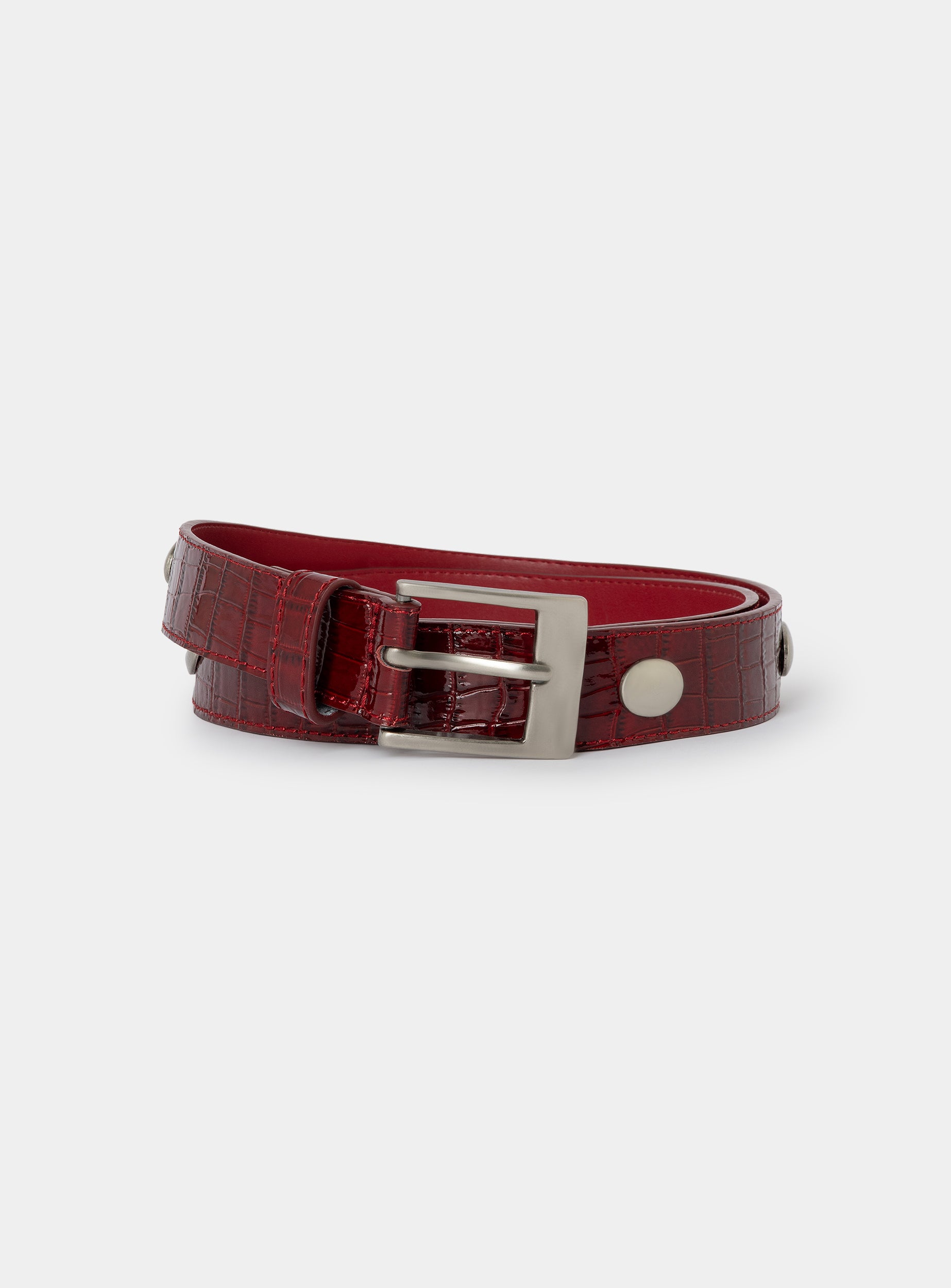 Keira stud leather belt - Red