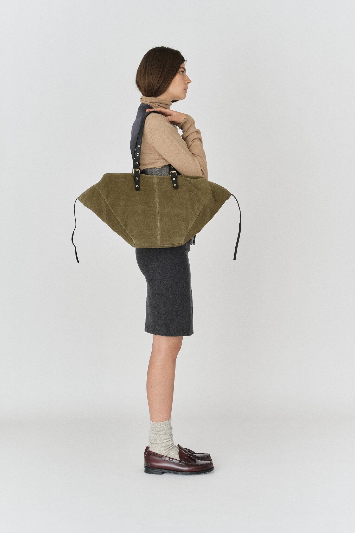 Nora suede bag - Dark olive