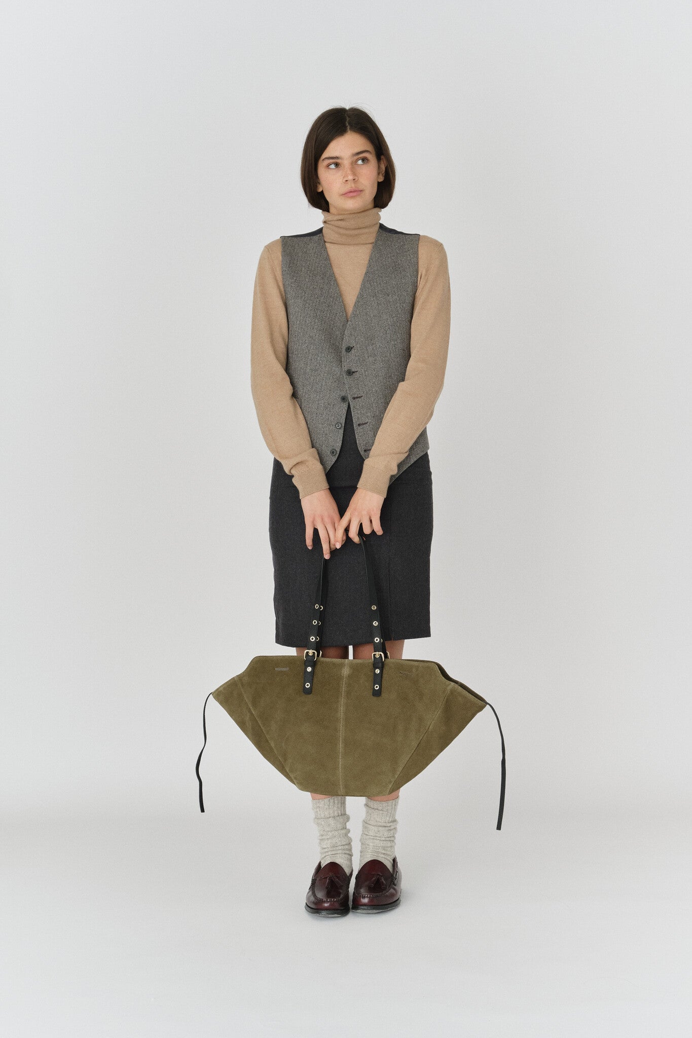 Nora suede bag - Dark olive