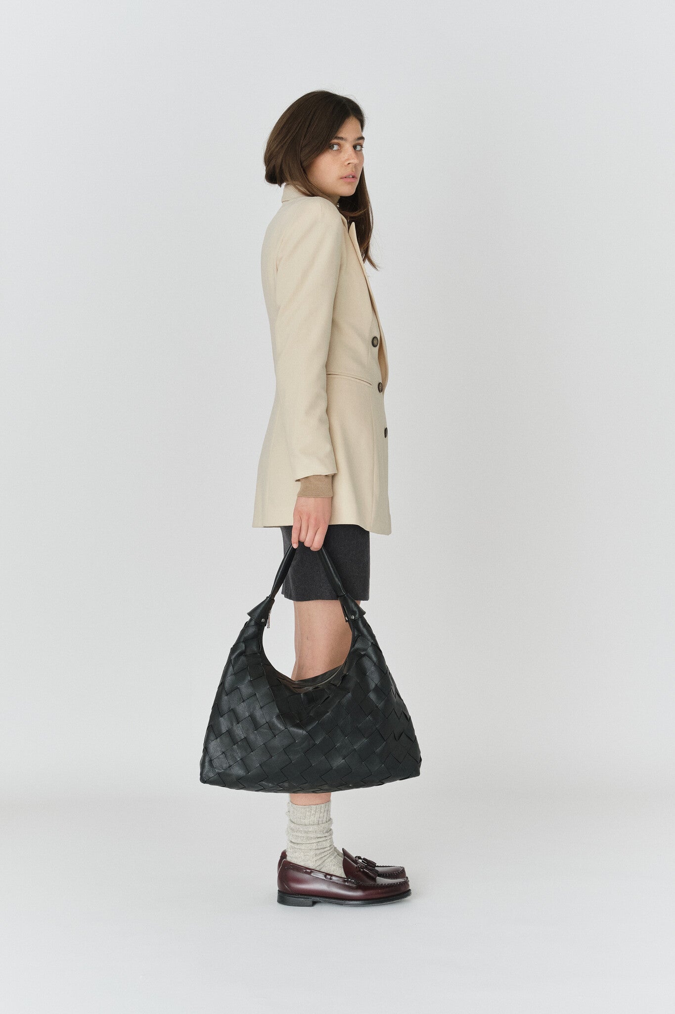 Maxi dandy braided bag - Mountain black