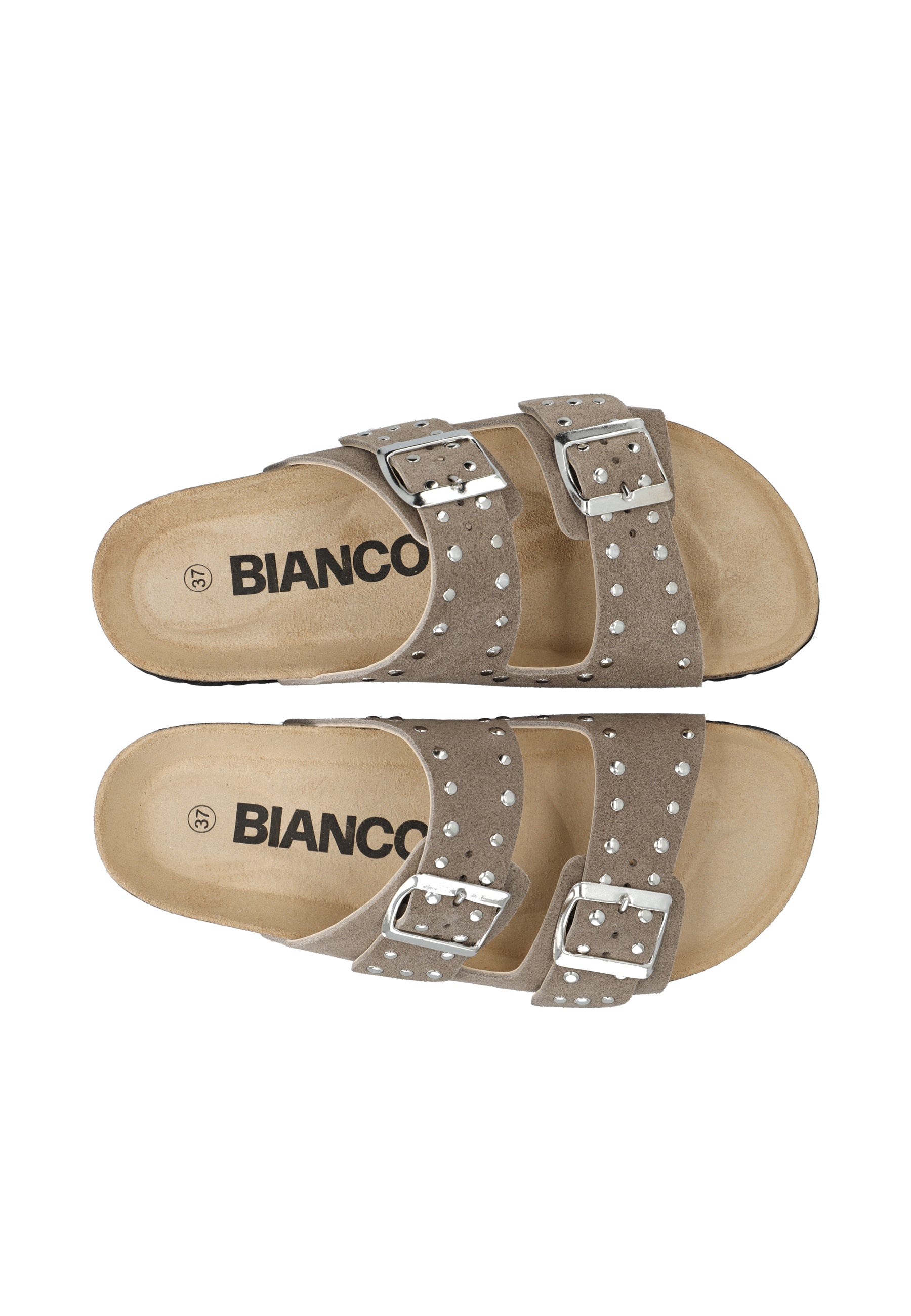 Biamiami studded two buckle slide suede - Sand