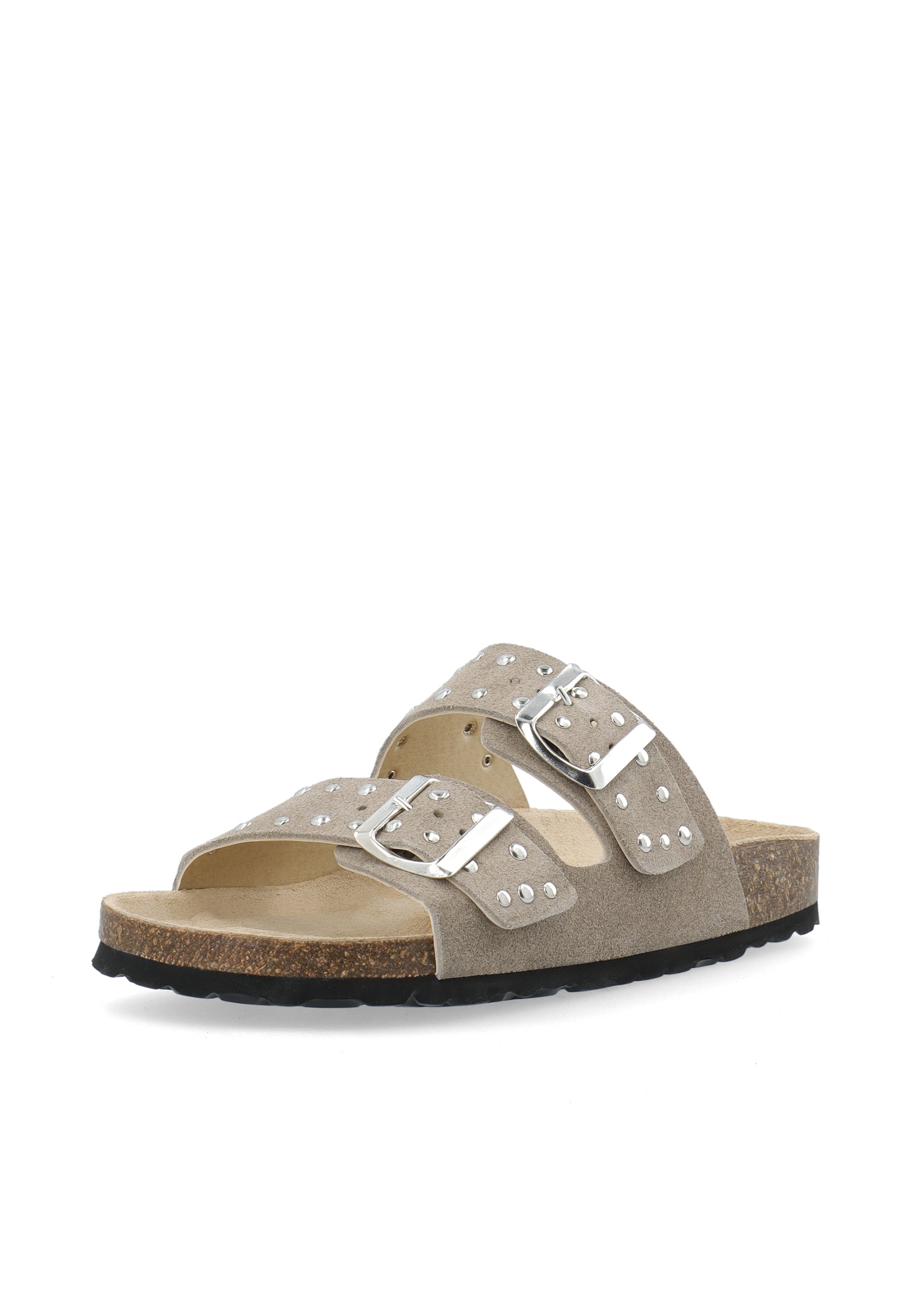 Biamiami studded two buckle slide suede - Sand