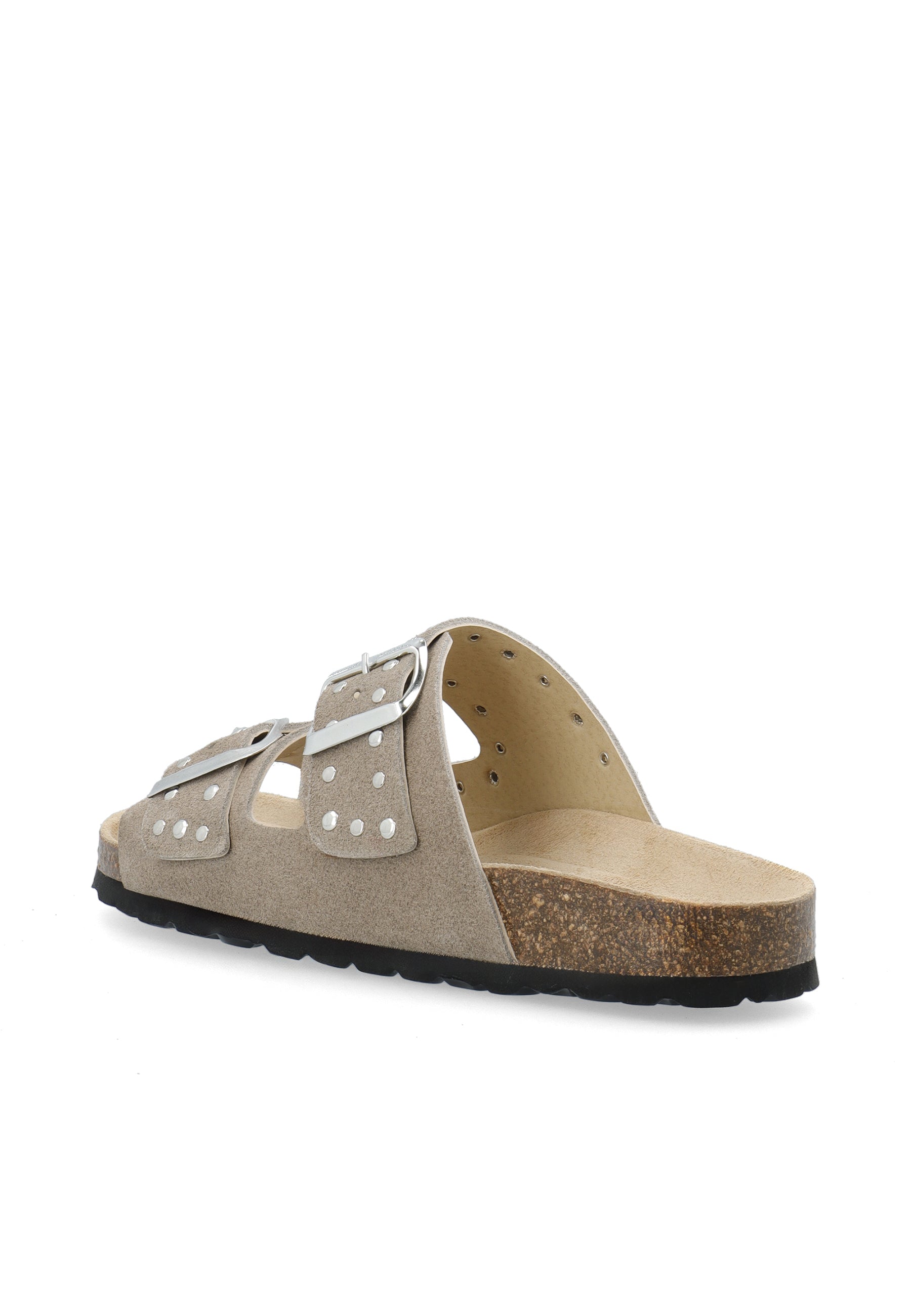 Biamiami studded two buckle slide suede - Sand