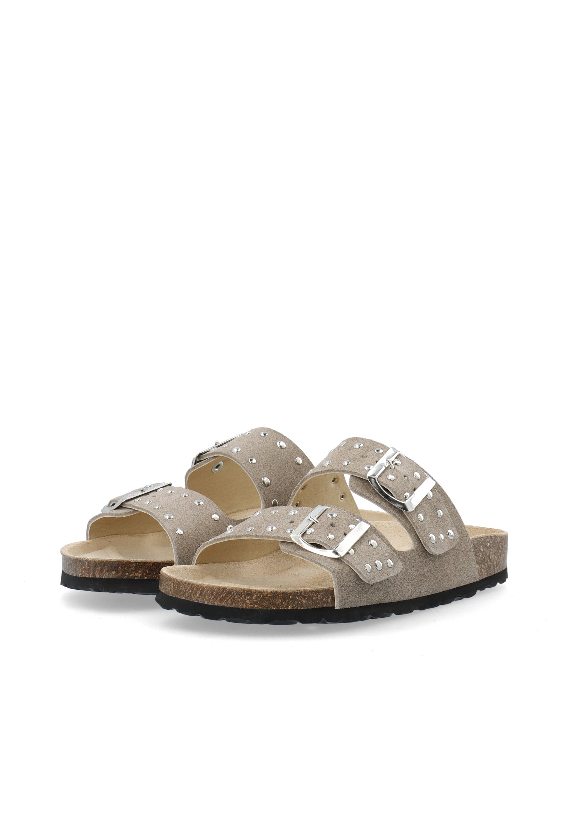 Biamiami studded two buckle slide suede - Sand