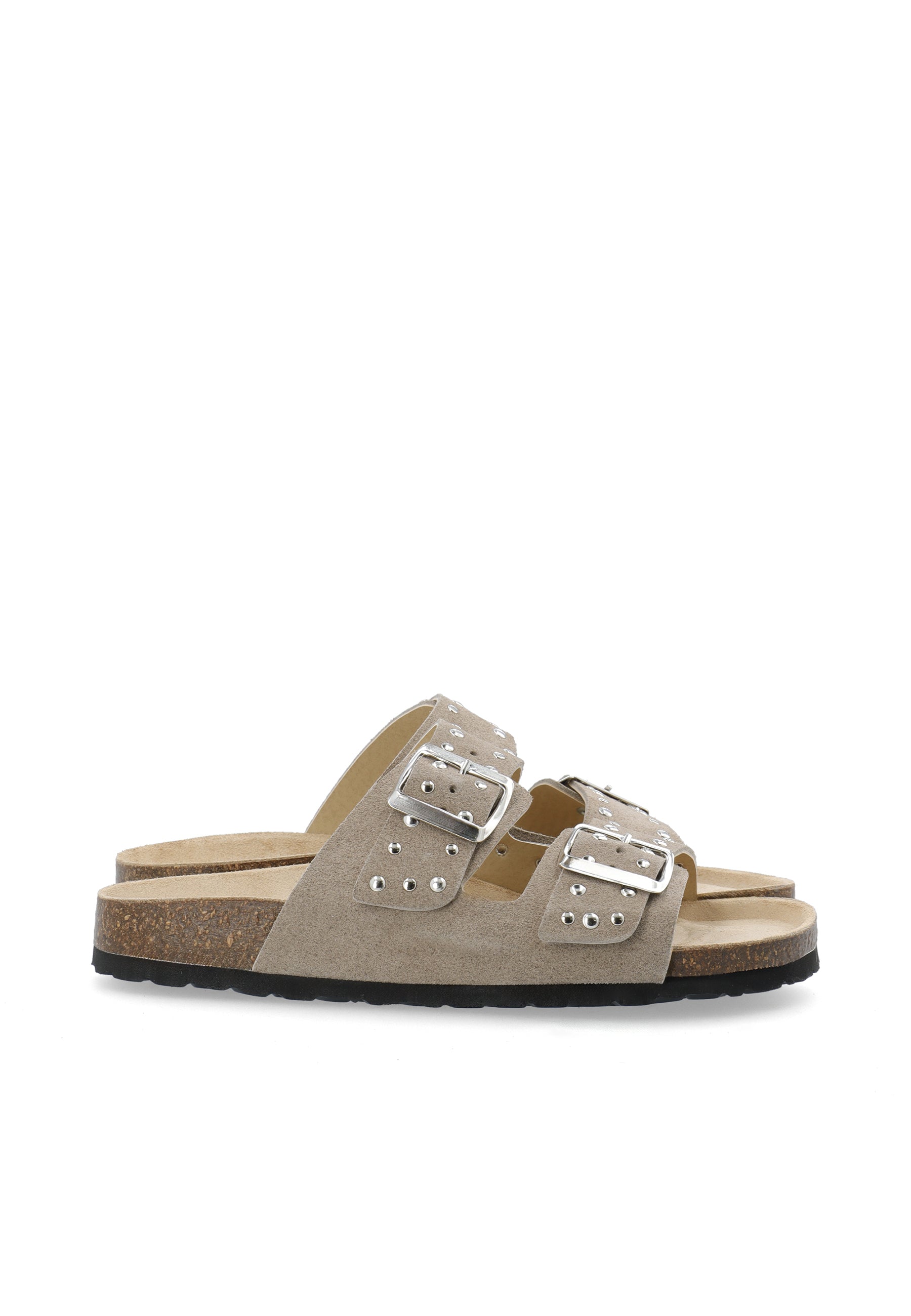 Biamiami studded two buckle slide suede - Sand