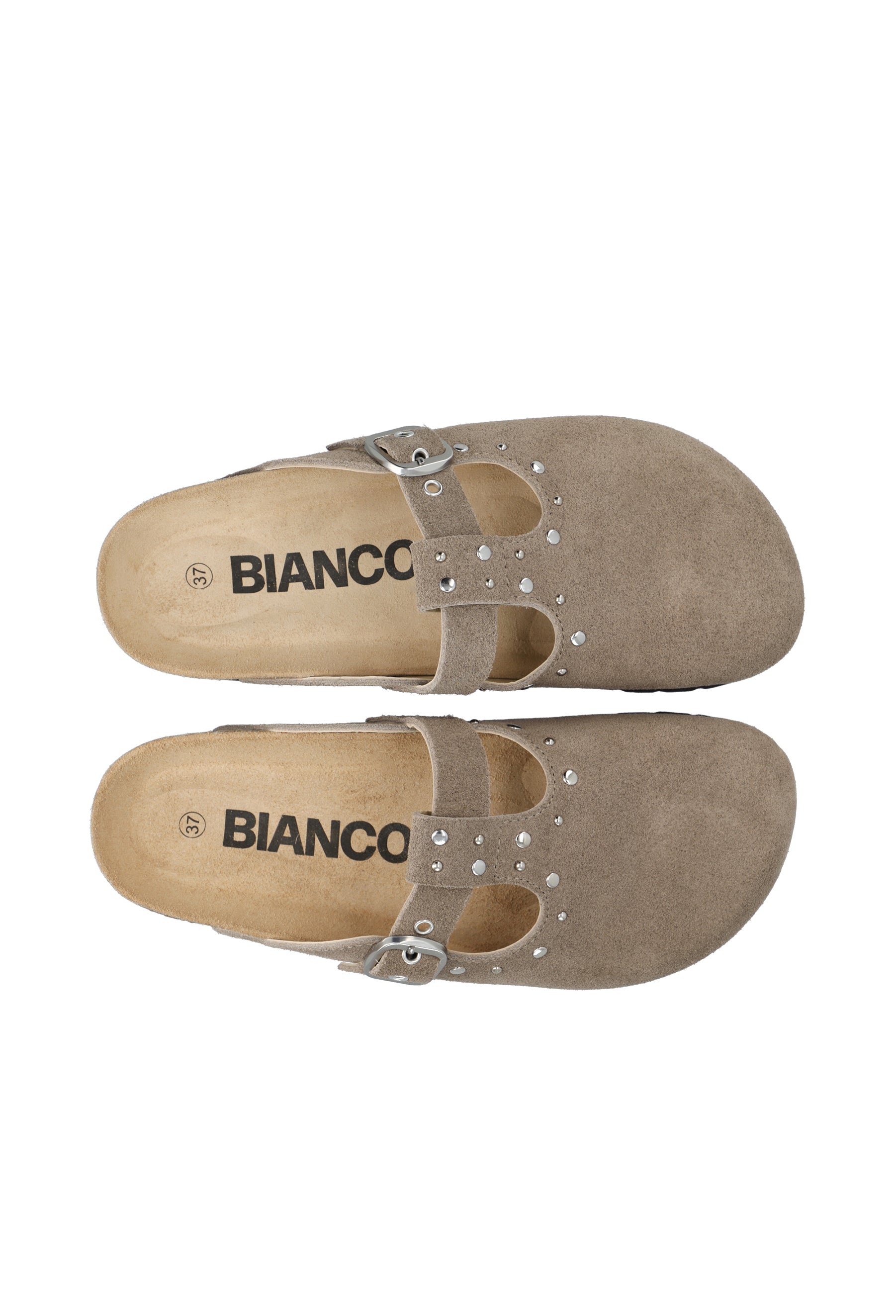 Biamiami studded t-strap mule suede - Sand