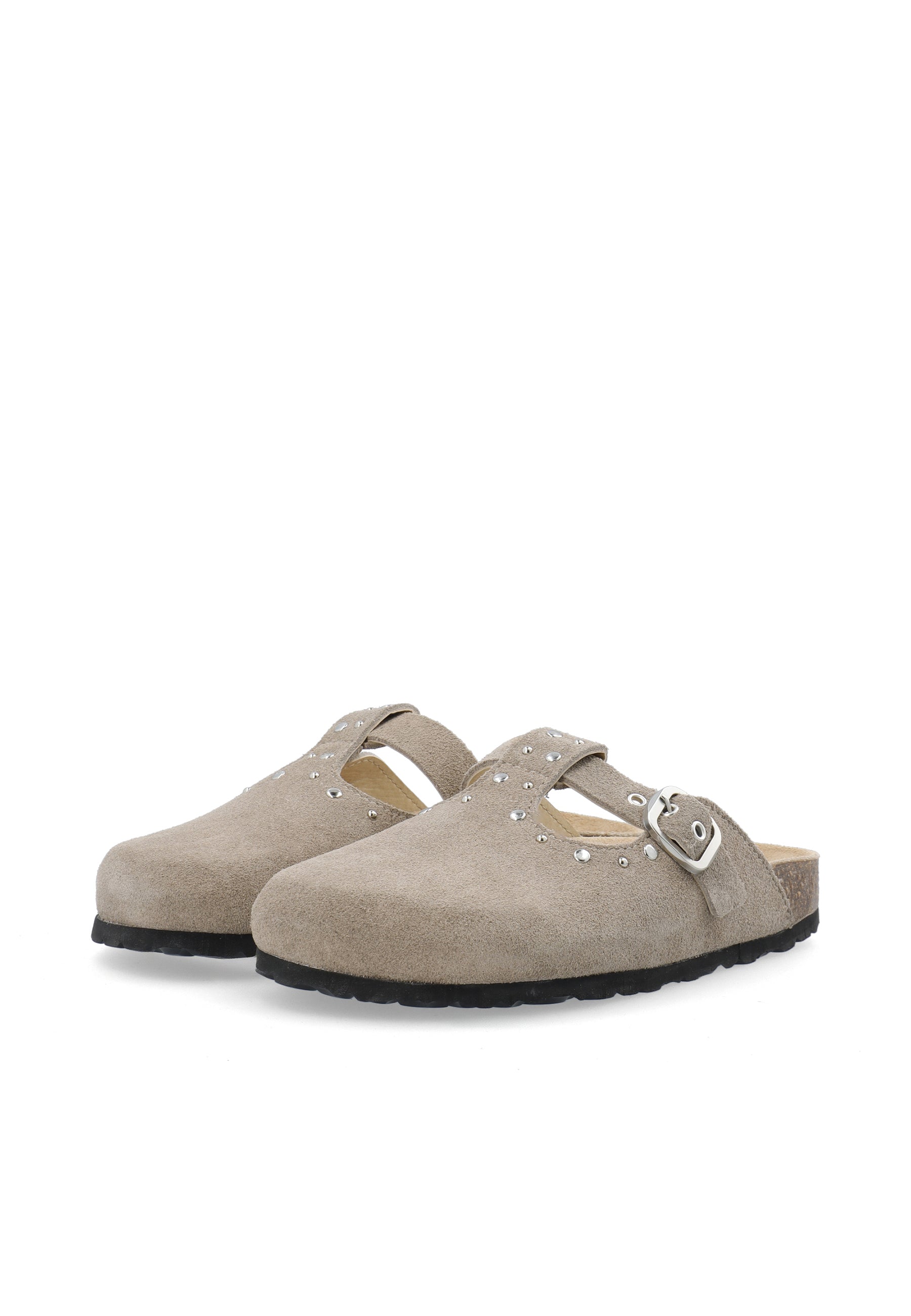 Biamiami studded t-strap mule suede - Sand