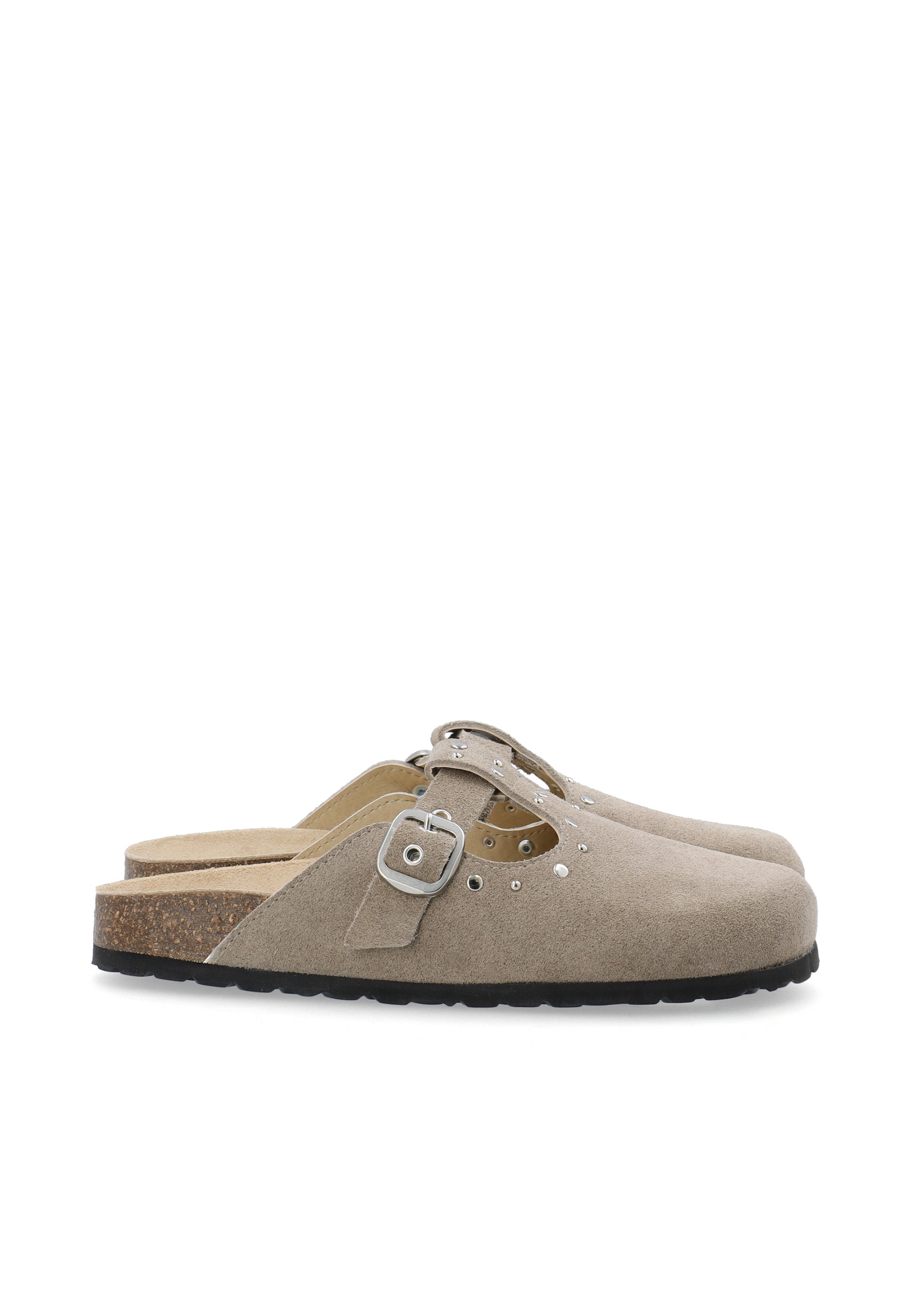 Biamiami studded t-strap mule suede - Sand