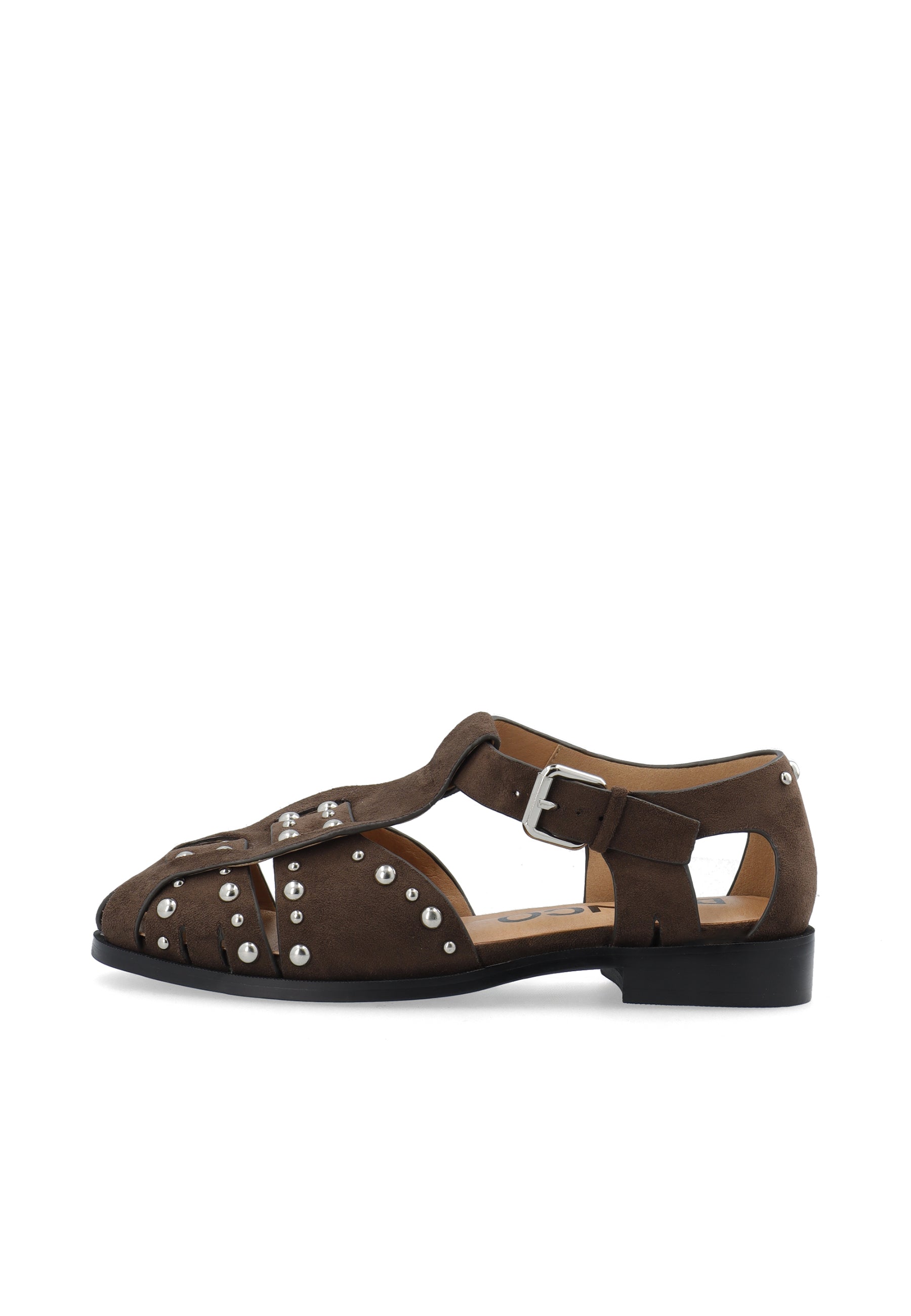 Biahelen Studded Fisherman Sandal Faux Suede - Brown