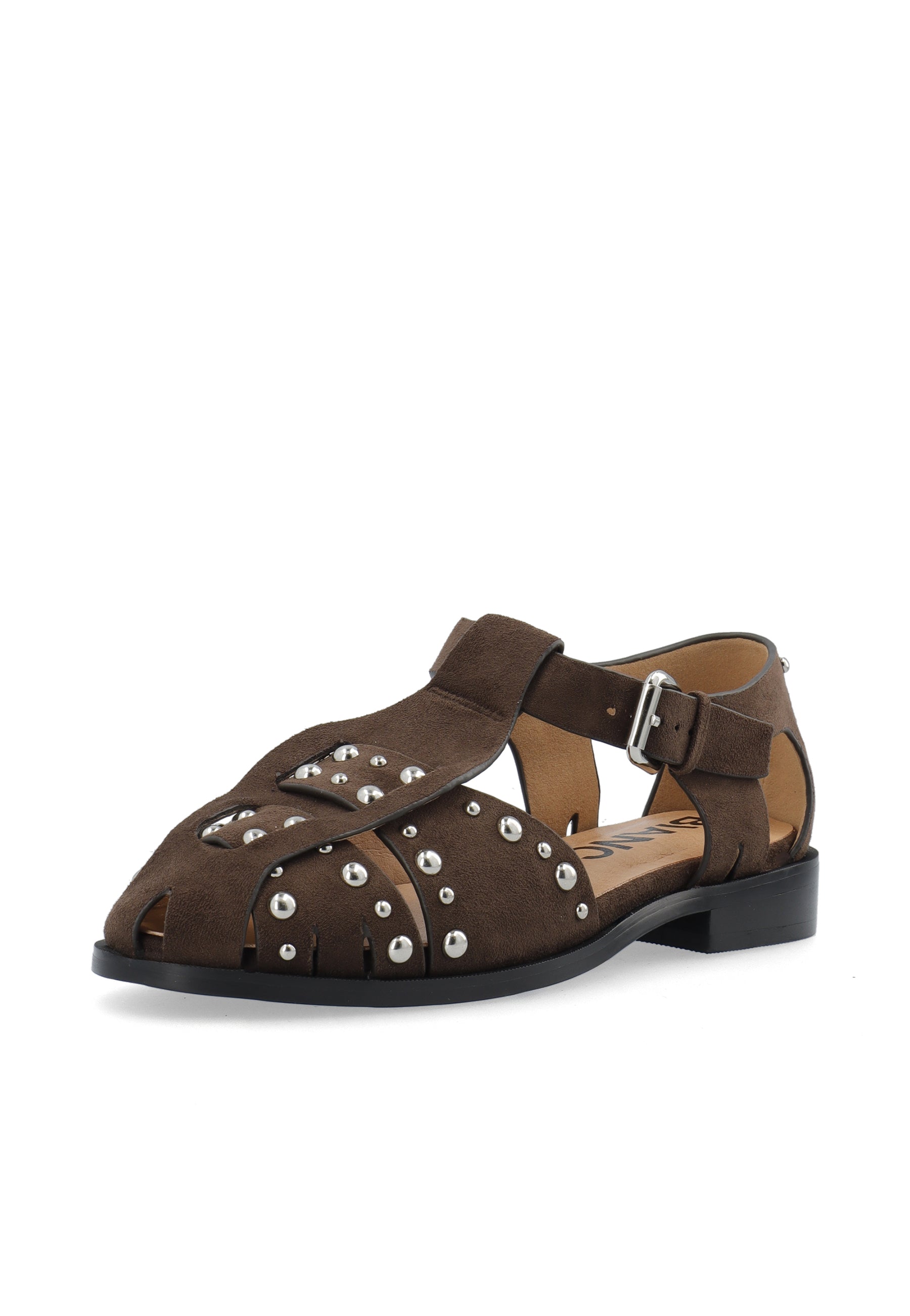 Biahelen Studded Fisherman Sandal Faux Suede - Brown