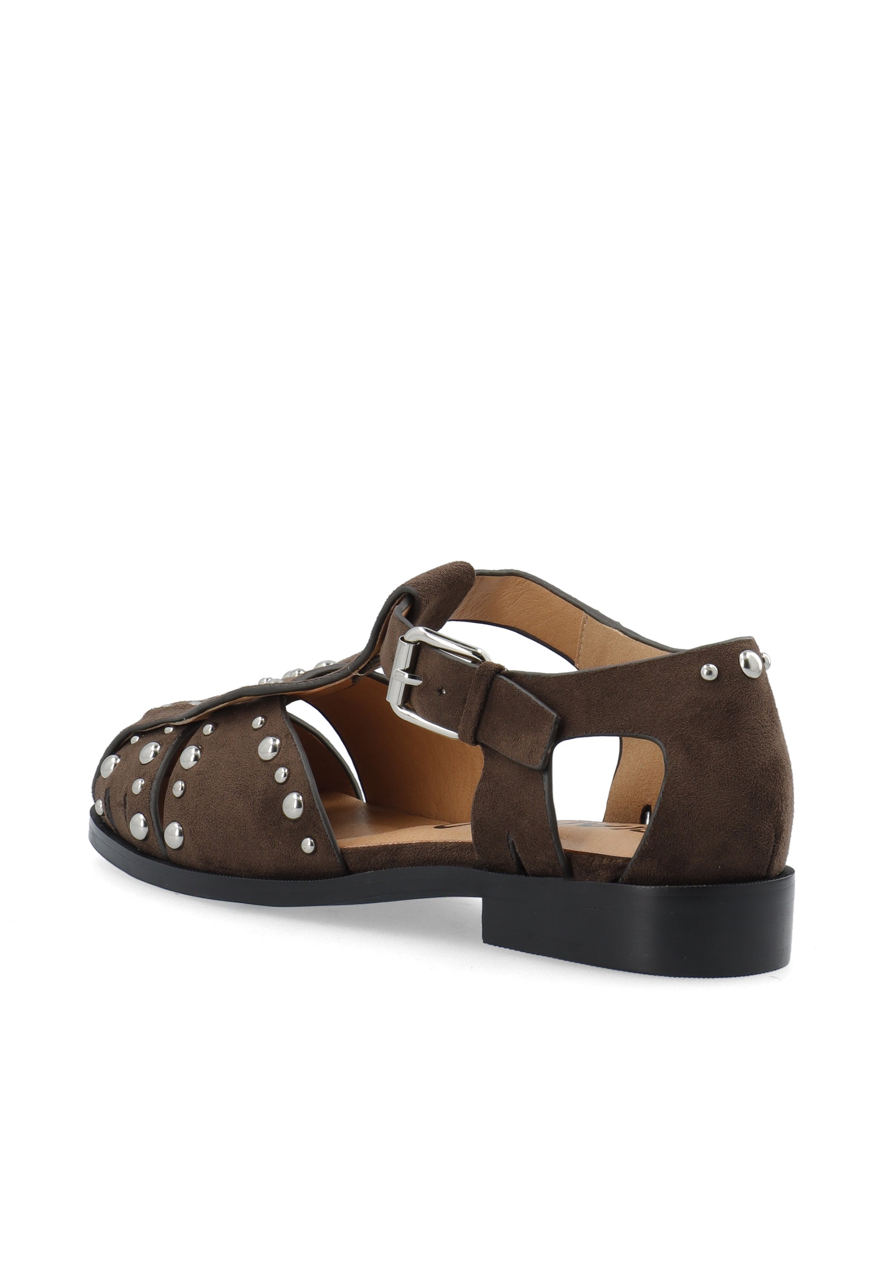 Biahelen Studded Fisherman Sandal Faux Suede - Brown