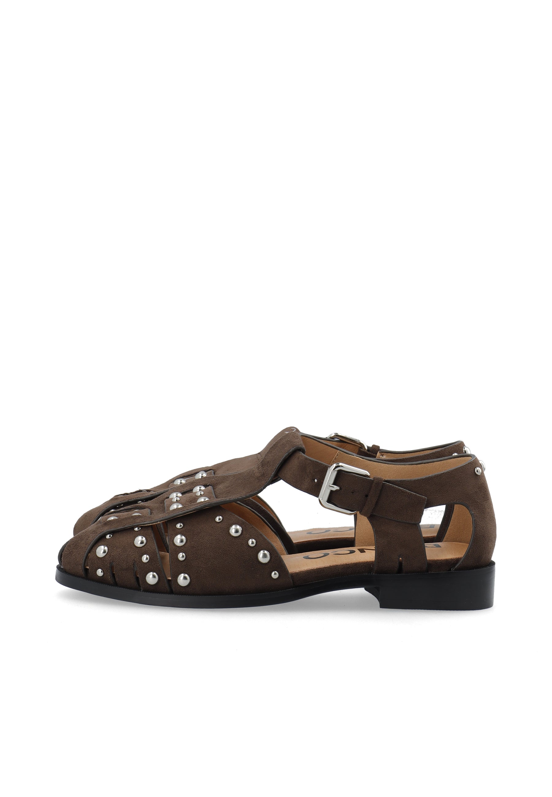 Biahelen Studded Fisherman Sandal Faux Suede - Brown