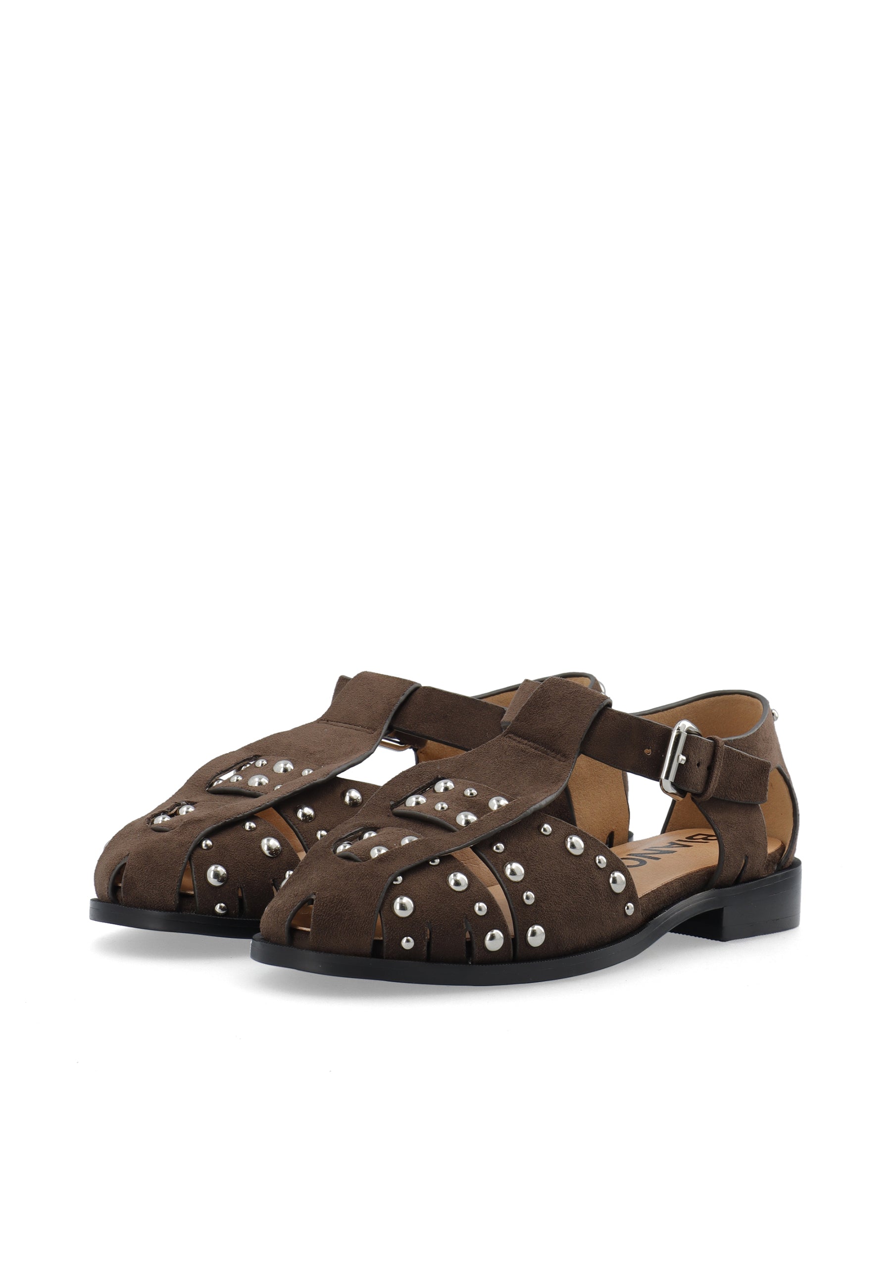 Biahelen Studded Fisherman Sandal Faux Suede - Brown