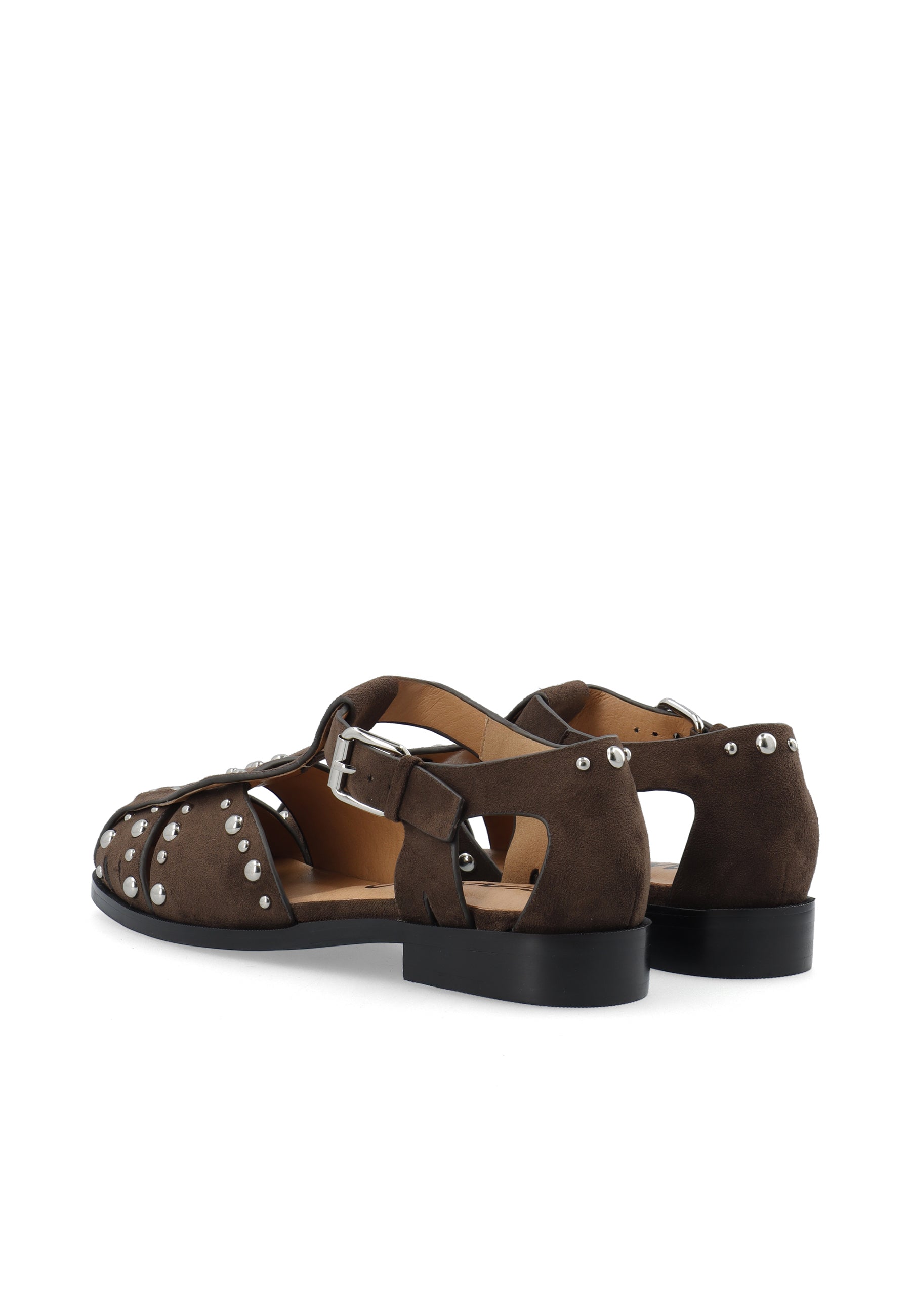 Biahelen Studded Fisherman Sandal Faux Suede - Brown