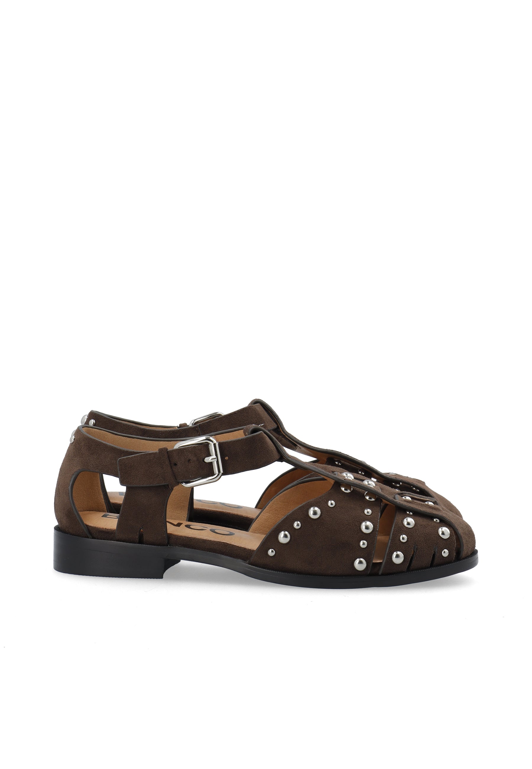 Biahelen Studded Fisherman Sandal Faux Suede - Brown