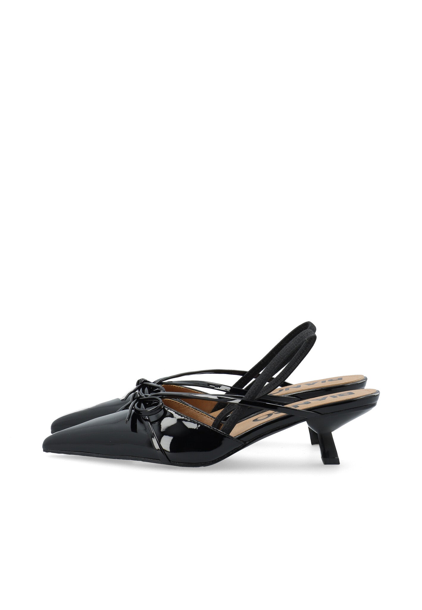 Biakristin Kitten Heel Bow Slingback Kunstleer - Zwart