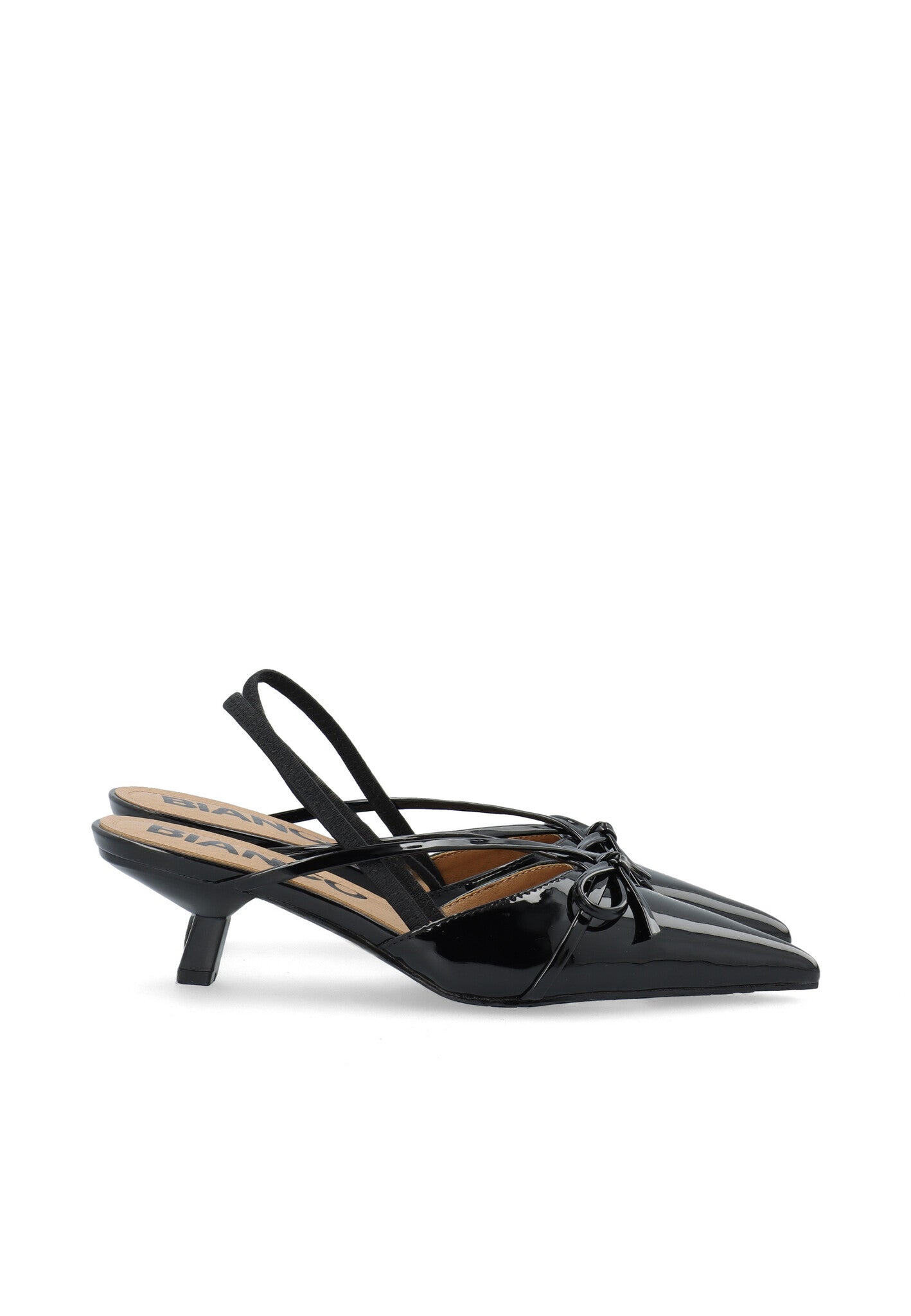 Biakristin Kitten Heel Bow Slingback Kunstleer - Zwart