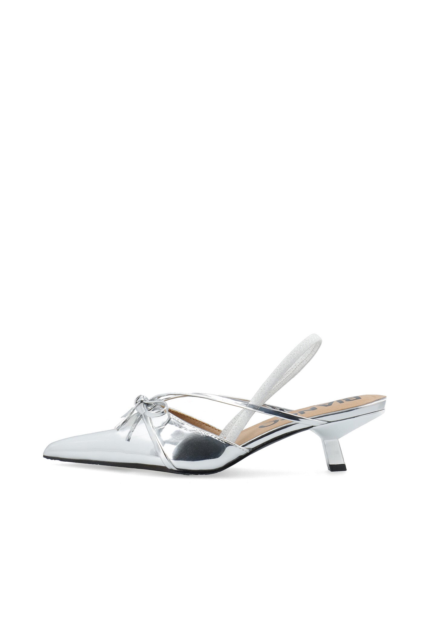 Biakristin Kitten Heel Bow Slingback Kunstleer - Zilver
