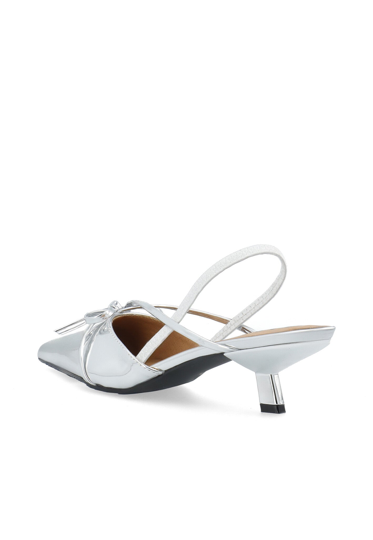 Biakristin Kitten Heel Bow Slingback Kunstleer - Zilver