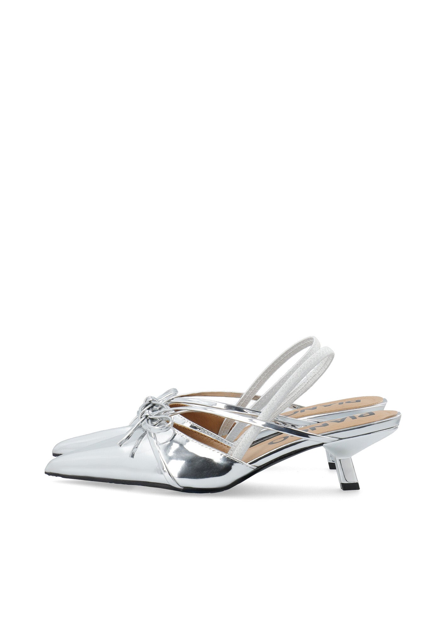 Biakristin Kitten Heel Bow Slingback Kunstleer - Zilver