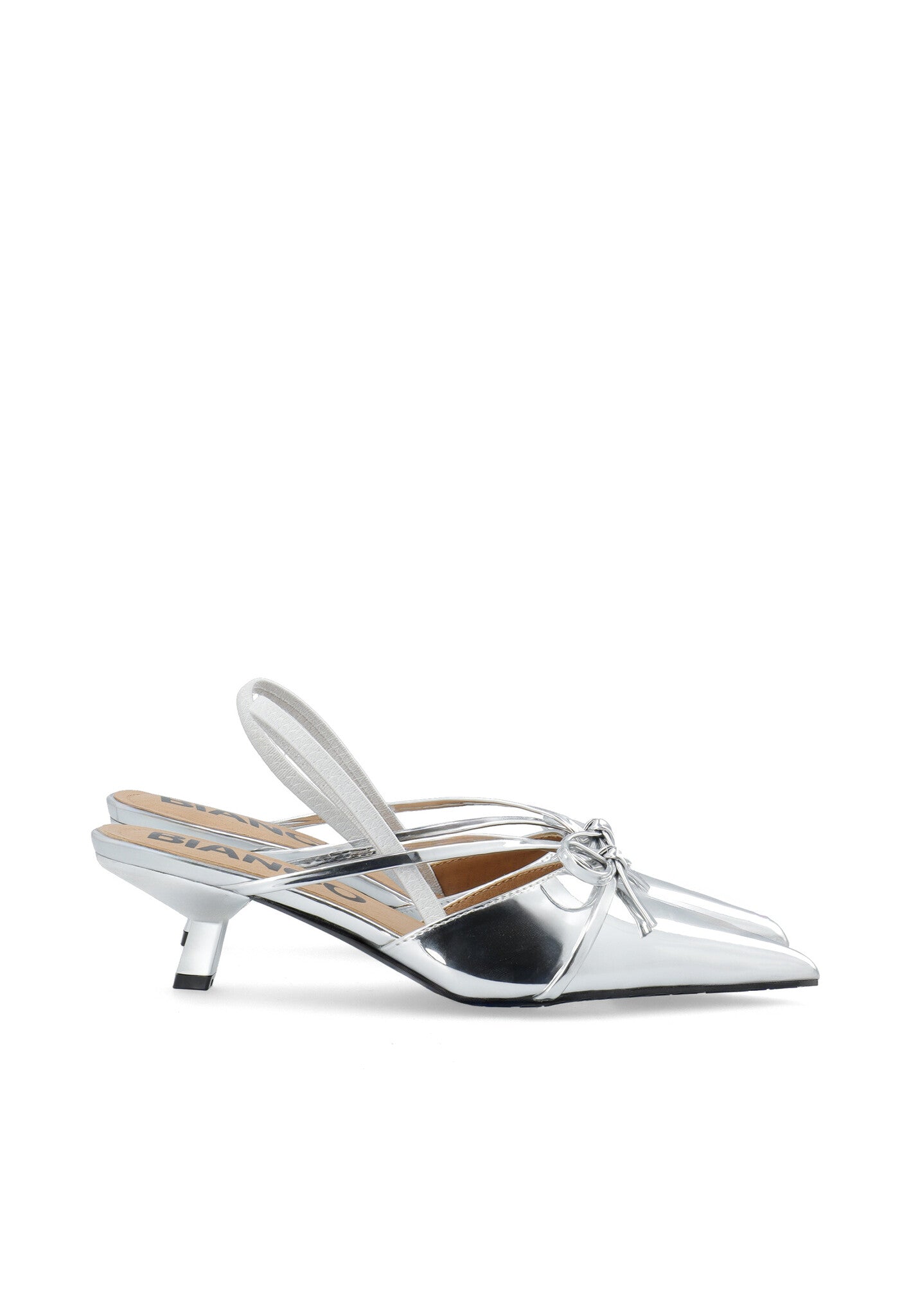 Biakristin Kitten Heel Bow Slingback Kunstleer - Zilver