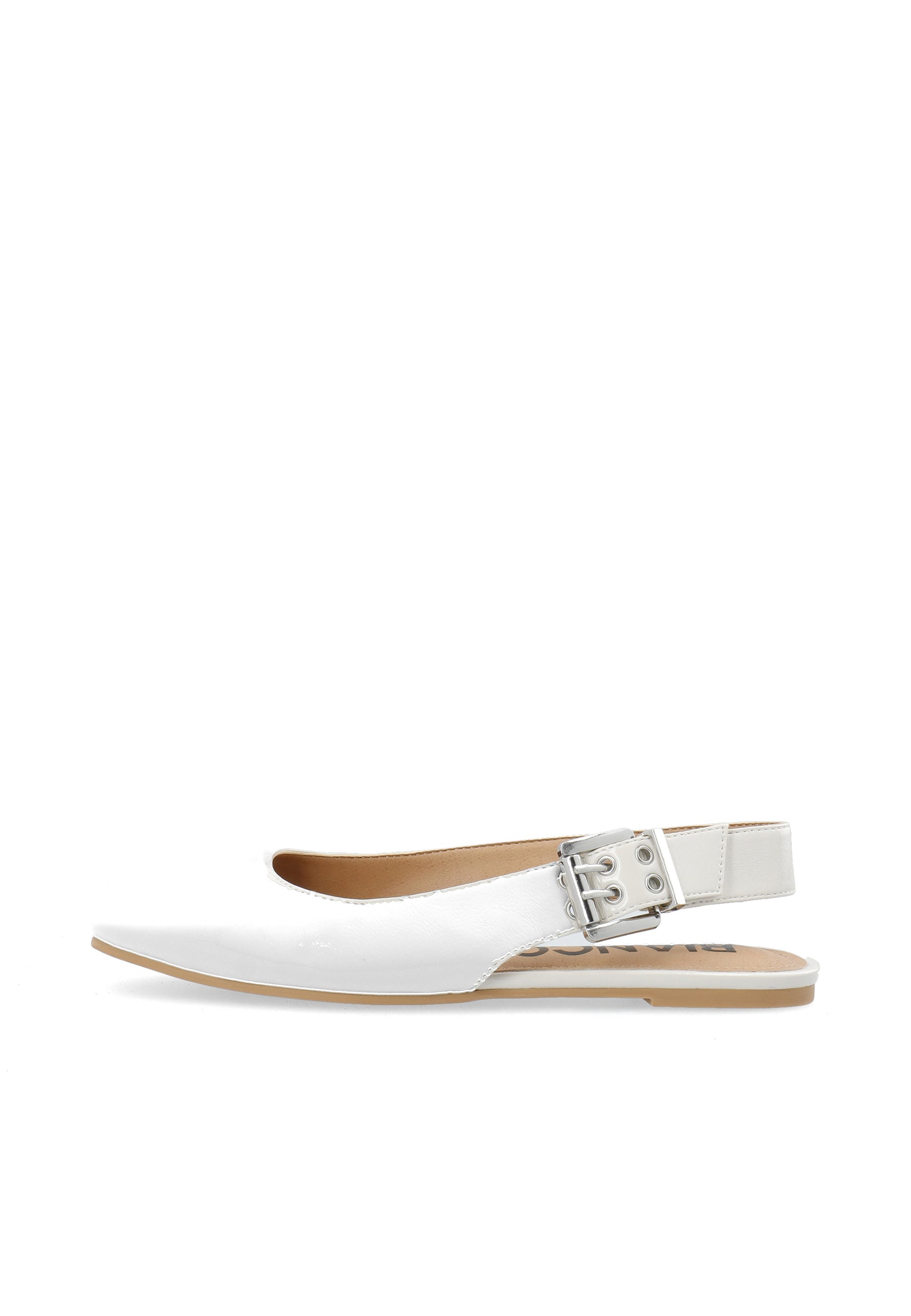 Biarose karré Flat Buckle Slingback Faux Leather - Off white