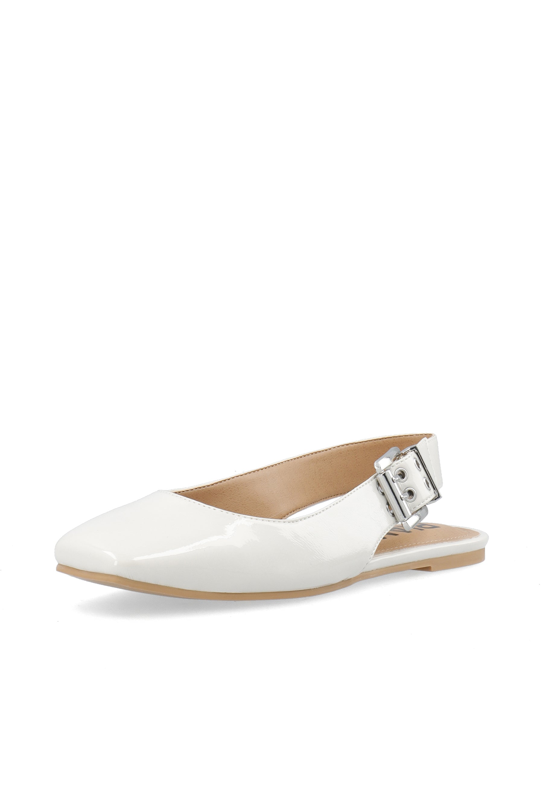 Biarose karré Flat Buckle Slingback Faux Leather - Off white