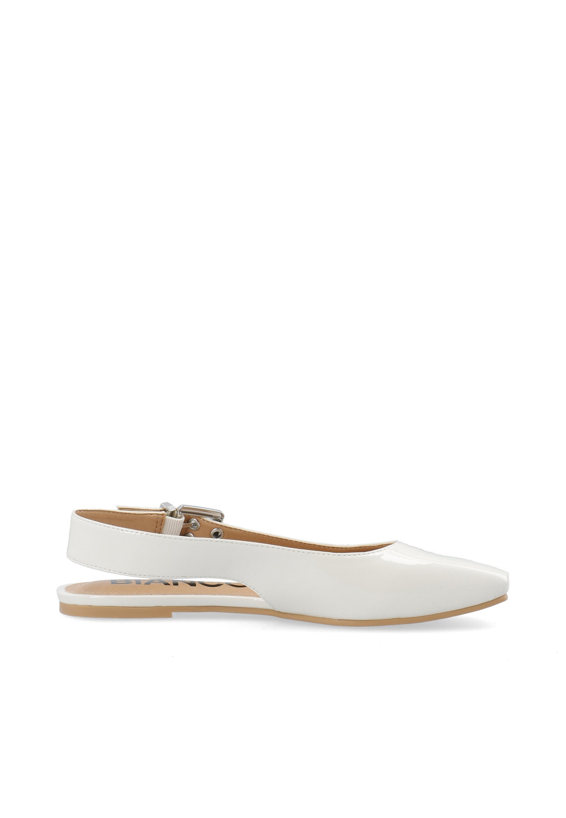 Biarose karré Flat Buckle Slingback Faux Leather - Off white