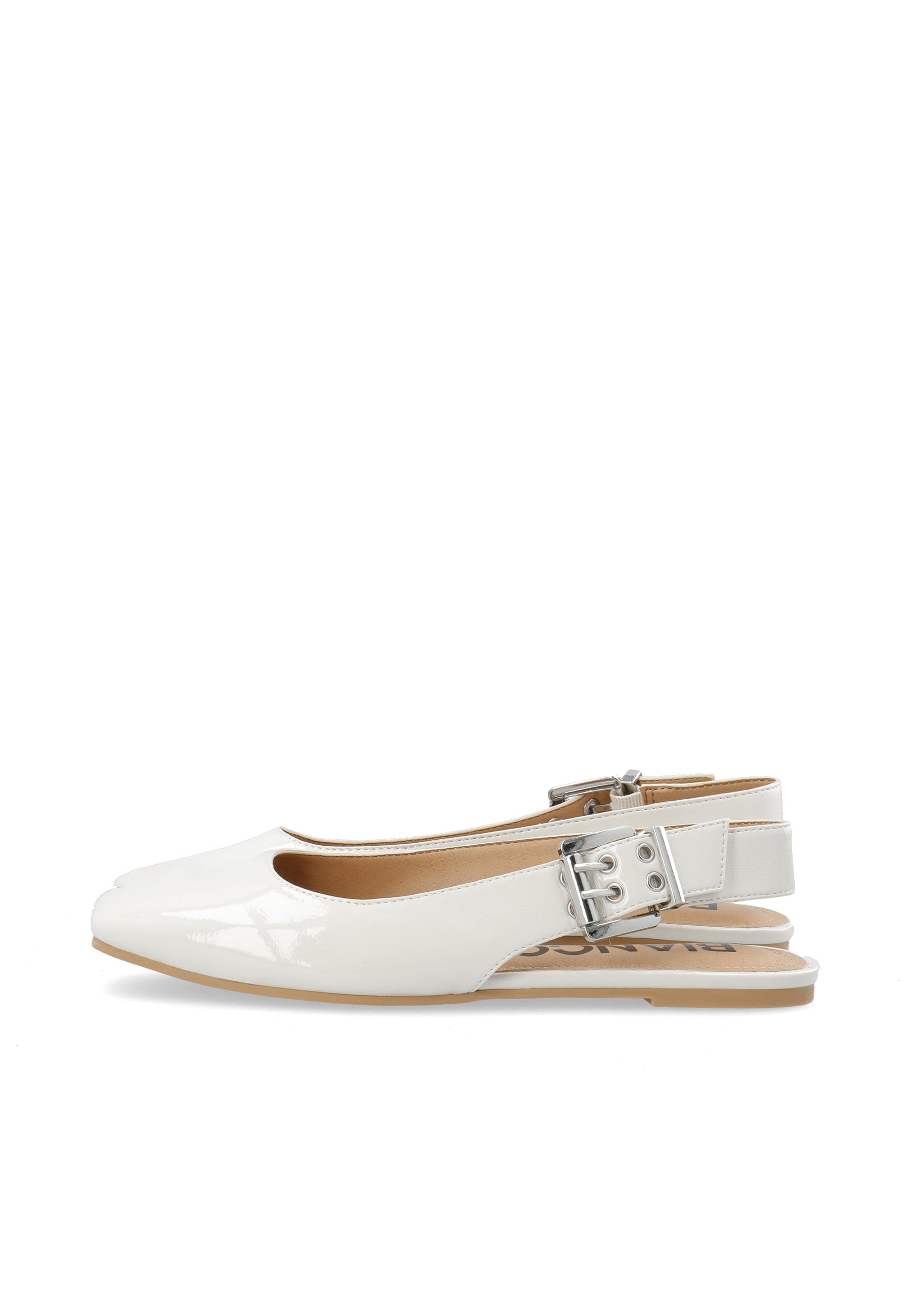 Biarose karré Flat Buckle Slingback Faux Leather - Off white