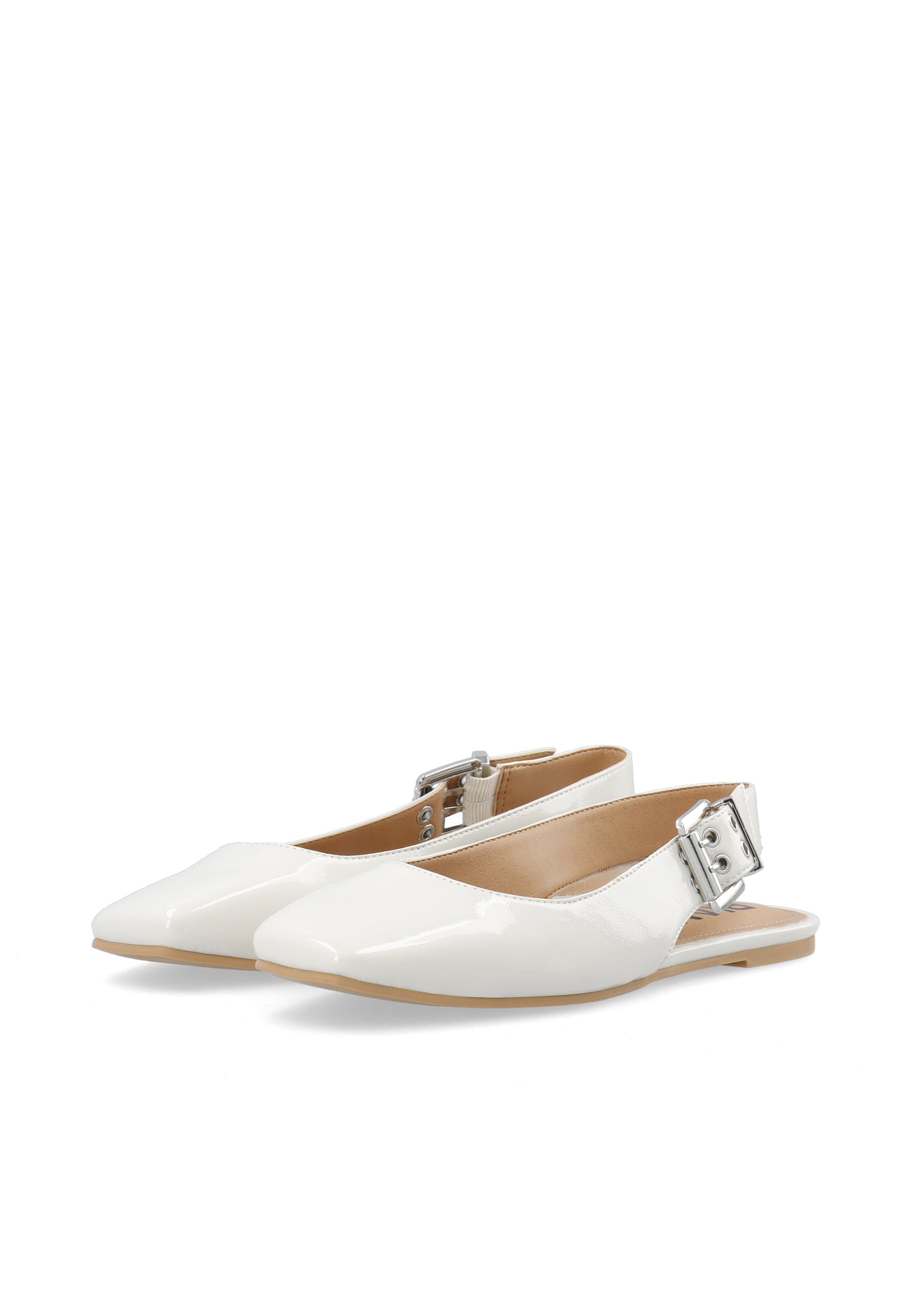 Biarose karré Flat Buckle Slingback Faux Leather - Off white