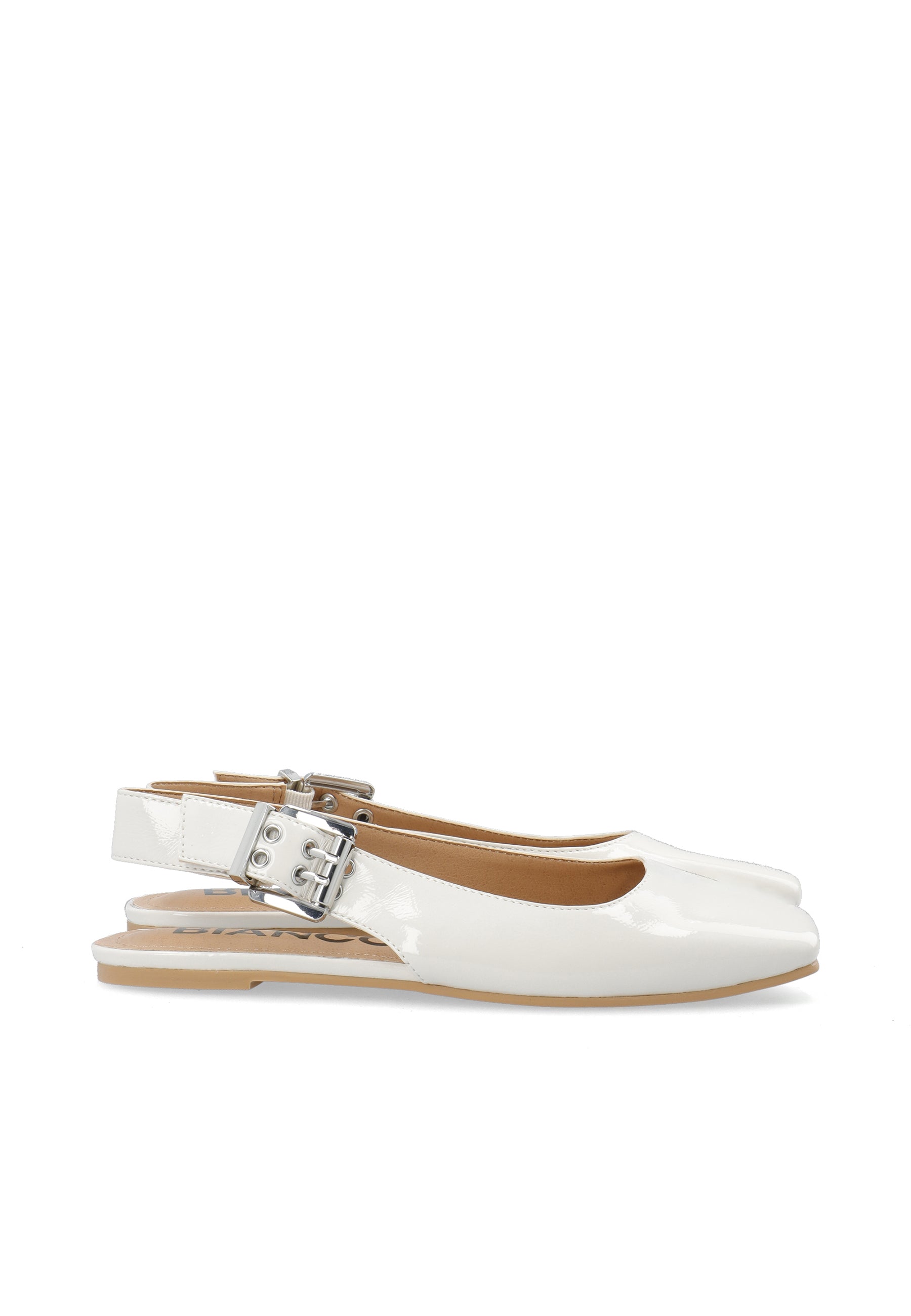 Biarose karré Flat Buckle Slingback Faux Leather - Off white