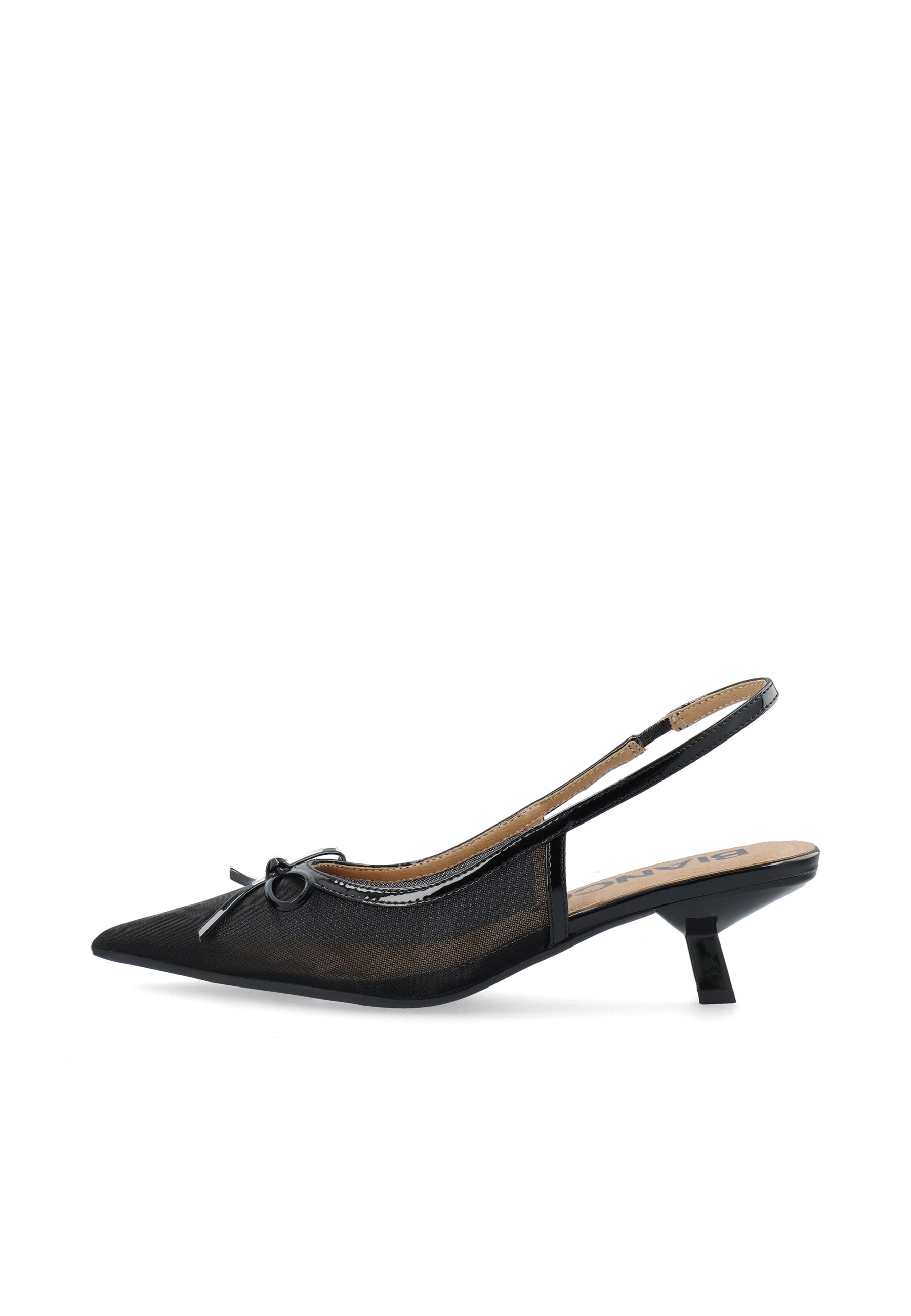 Biakristin kitten heel bow mesh - Black