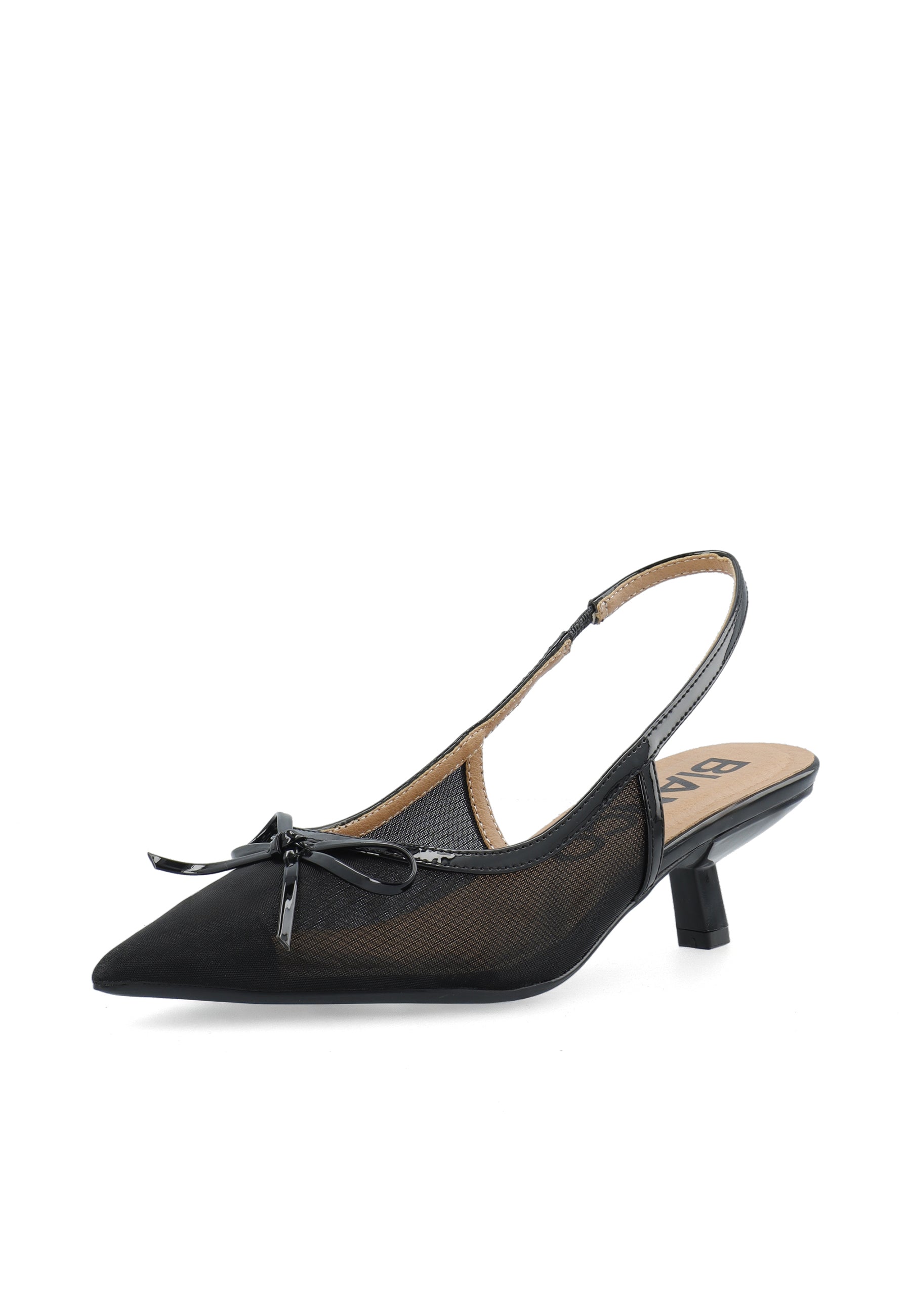Biakristin kitten heel bow mesh - Black
