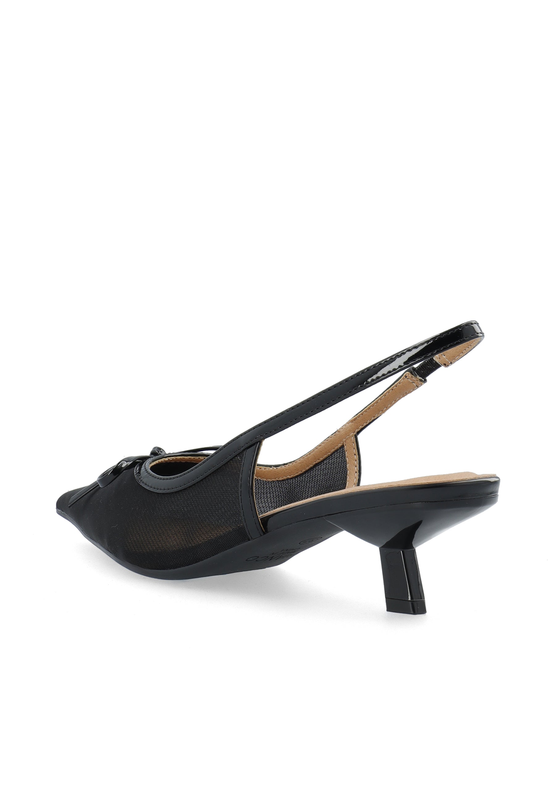 Biakristin kitten heel bow mesh - Black