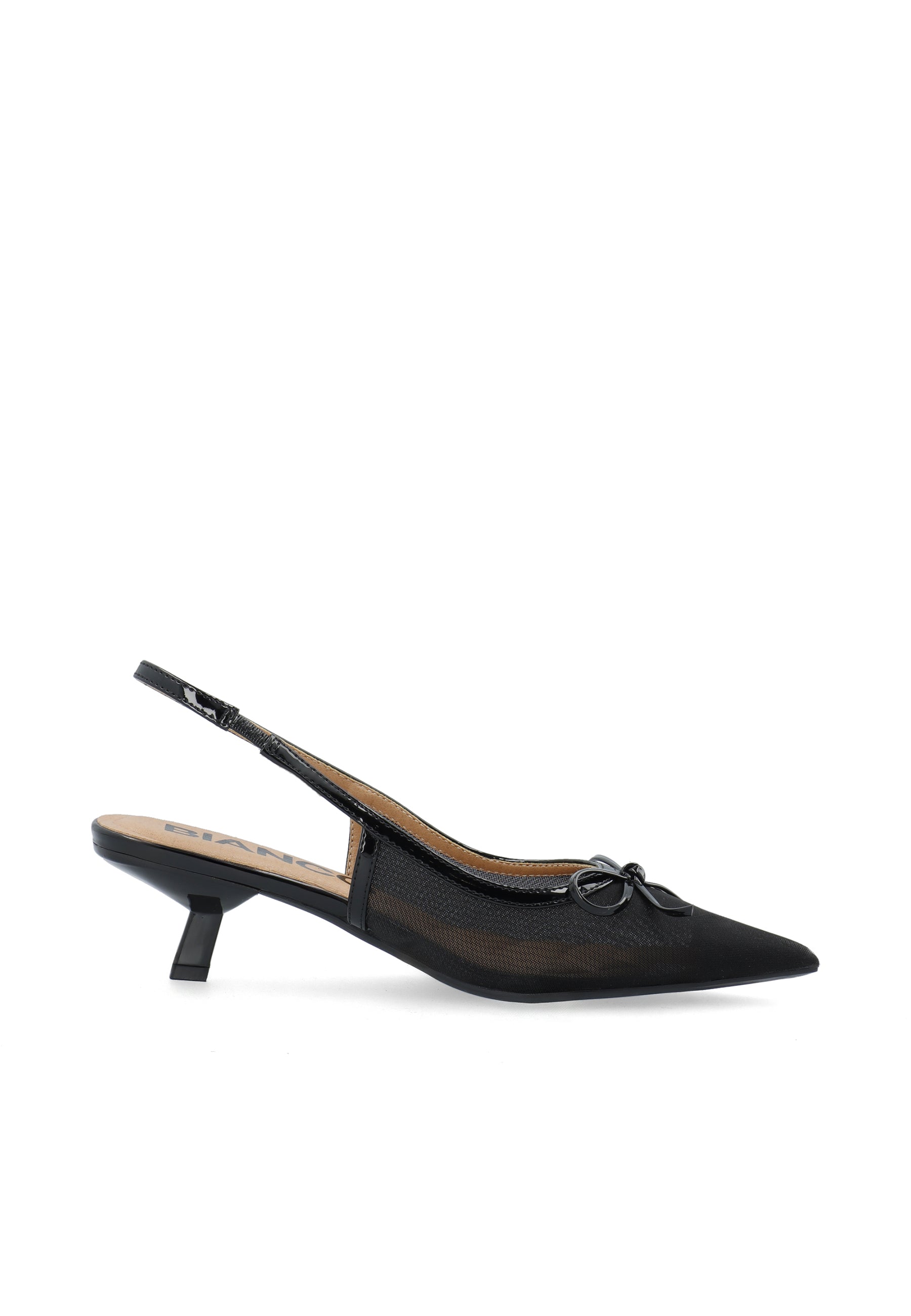 Biakristin kitten heel bow mesh - Black