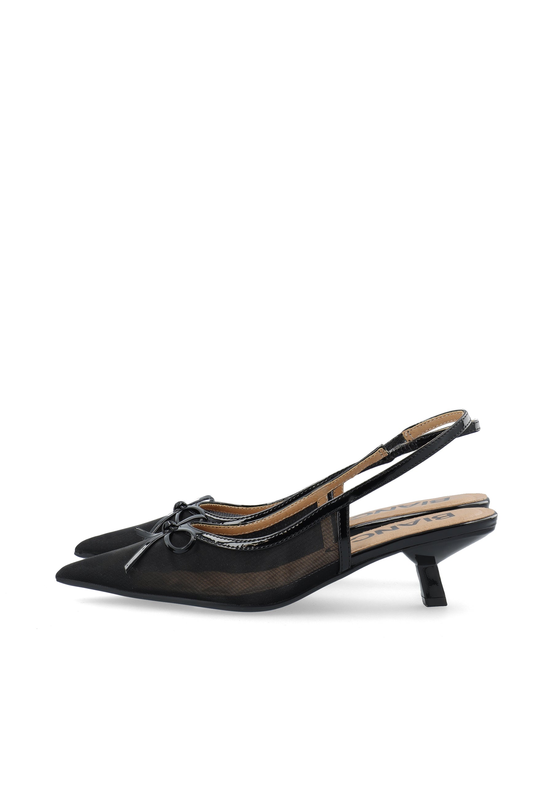 Biakristin kitten heel bow mesh - Black