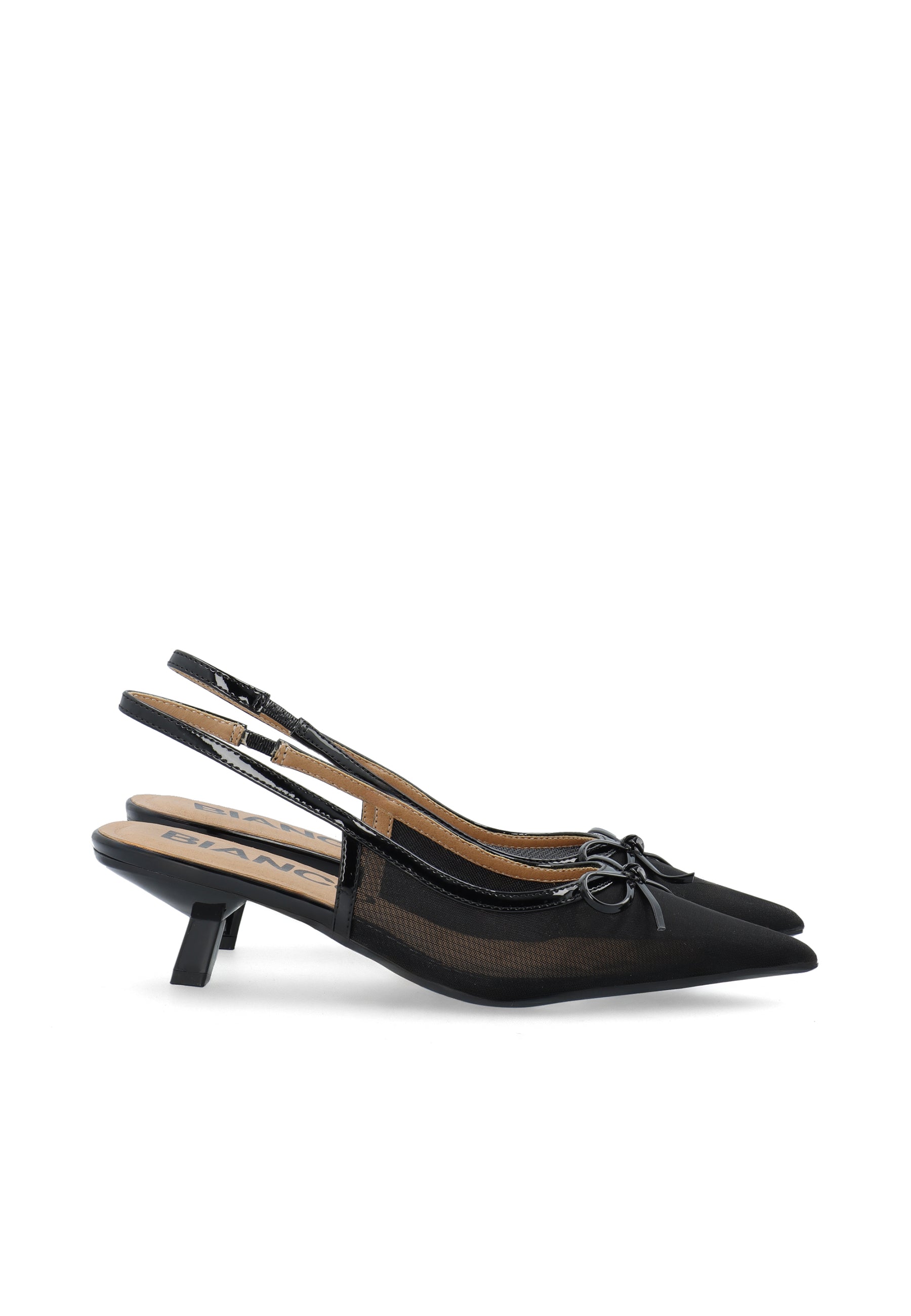 Biakristin kitten heel bow mesh - Black