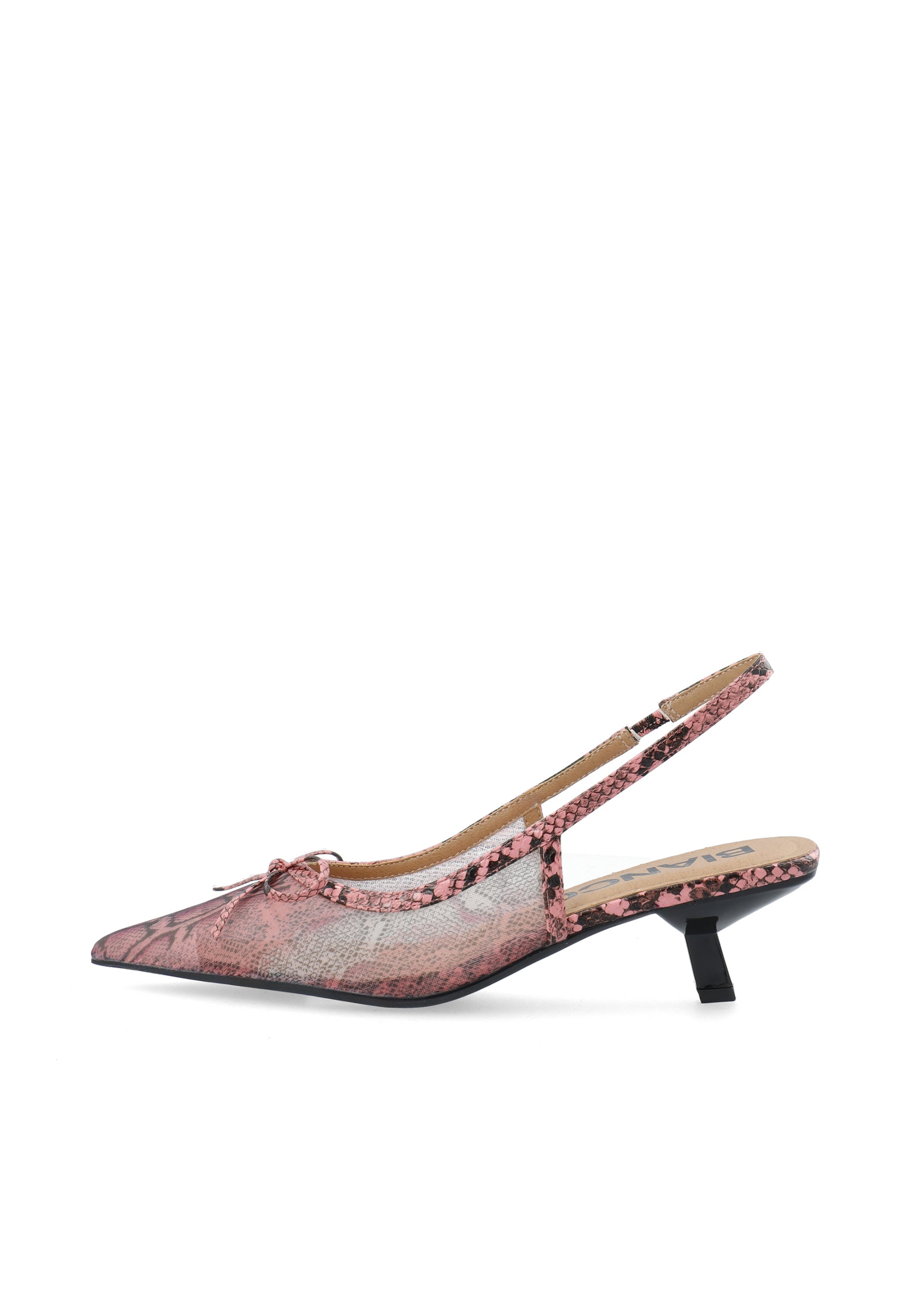 Biakristin kitten heel bow mesh - Snake pink