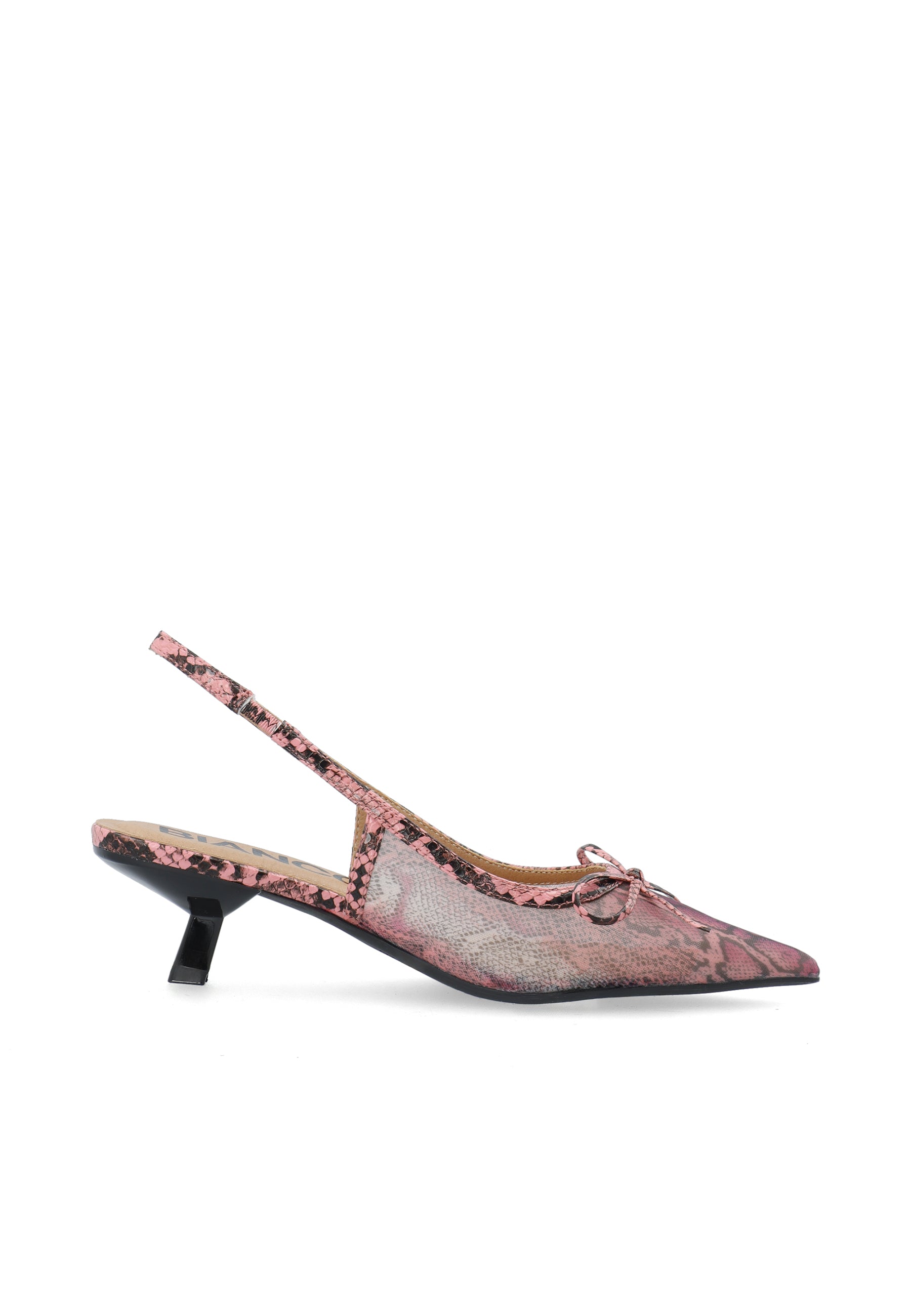 Biakristin kitten heel bow mesh - Snake pink