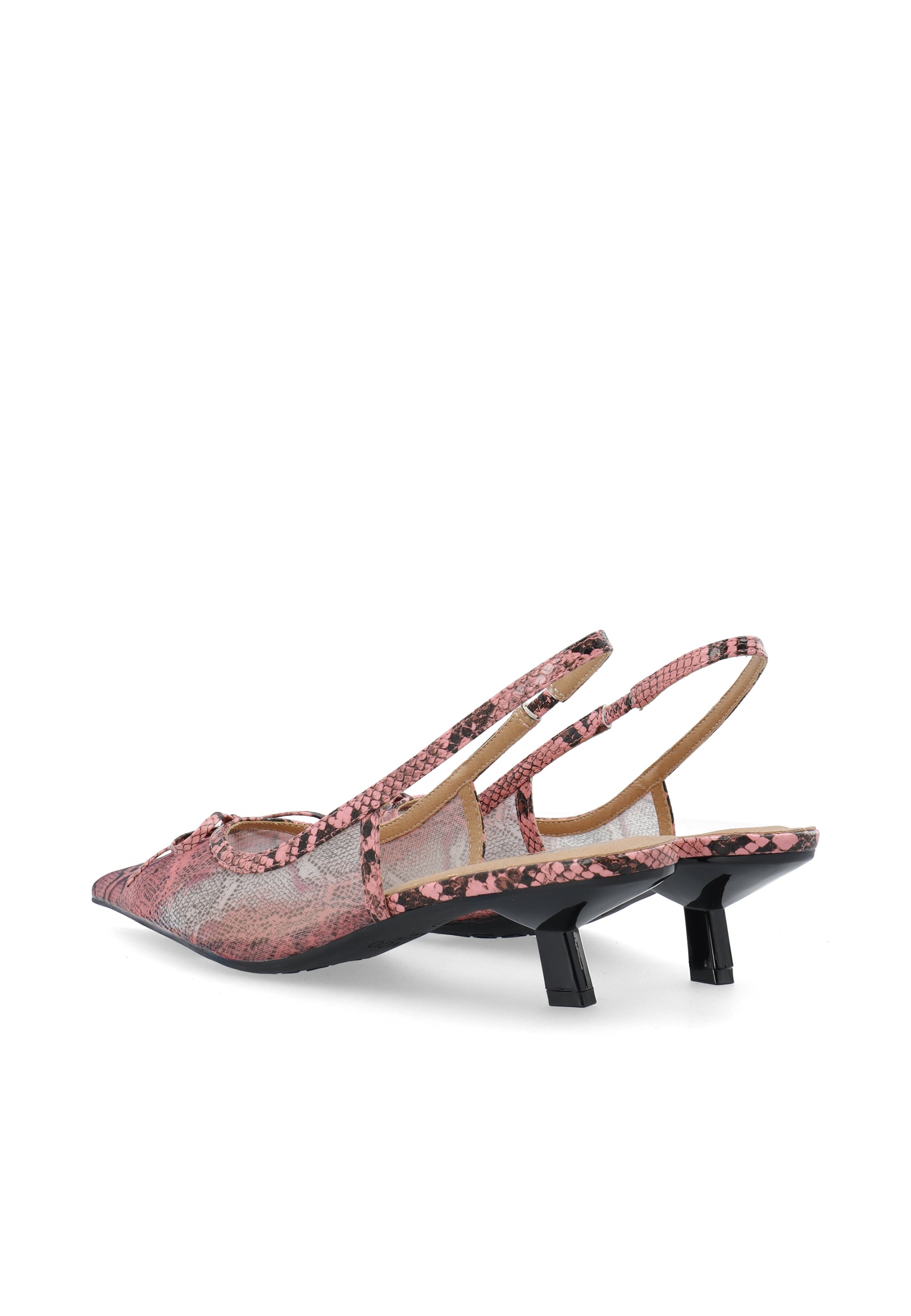Biakristin kitten heel bow mesh - Snake pink