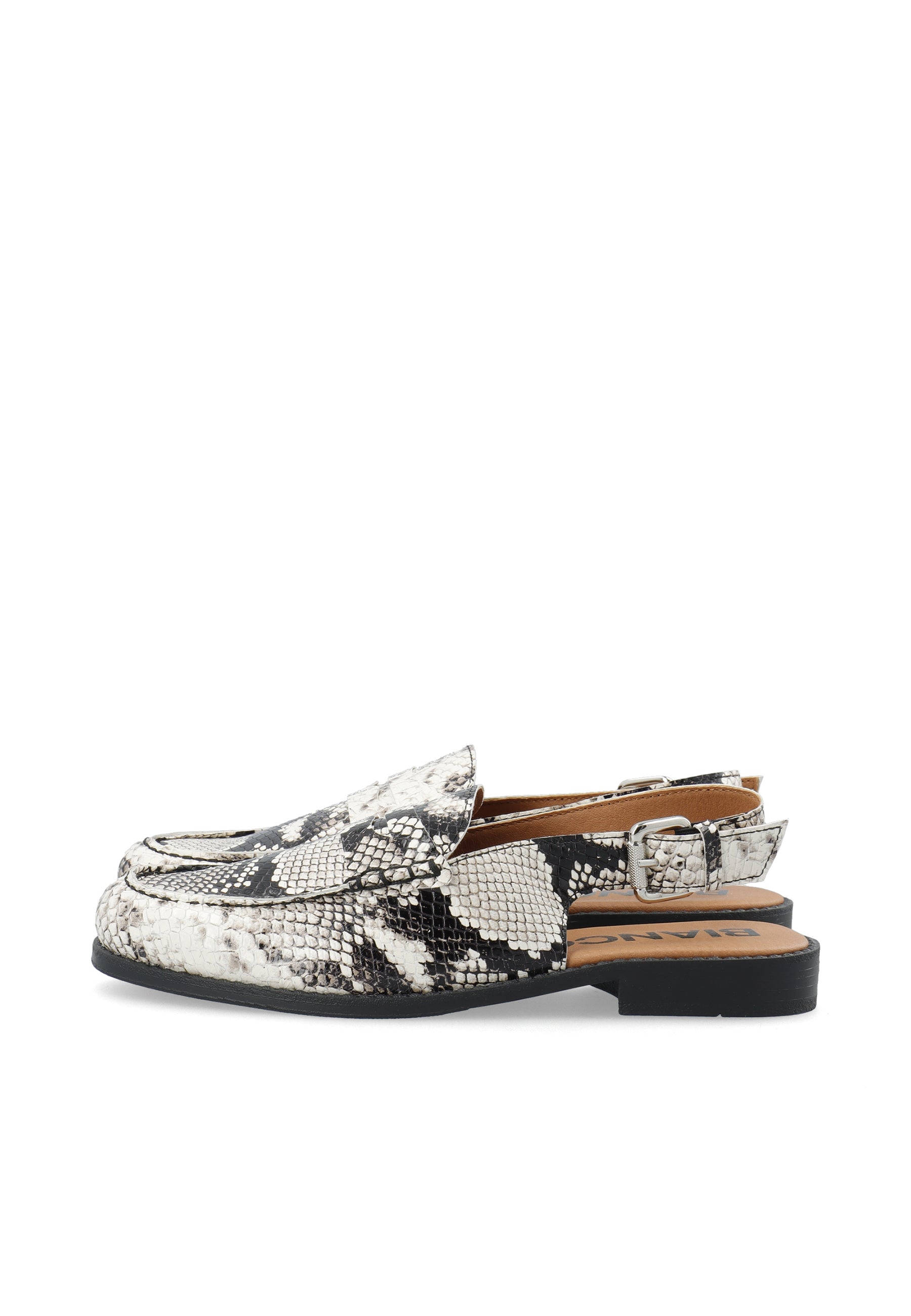 Biapop slingback loafer snake leather - White snake