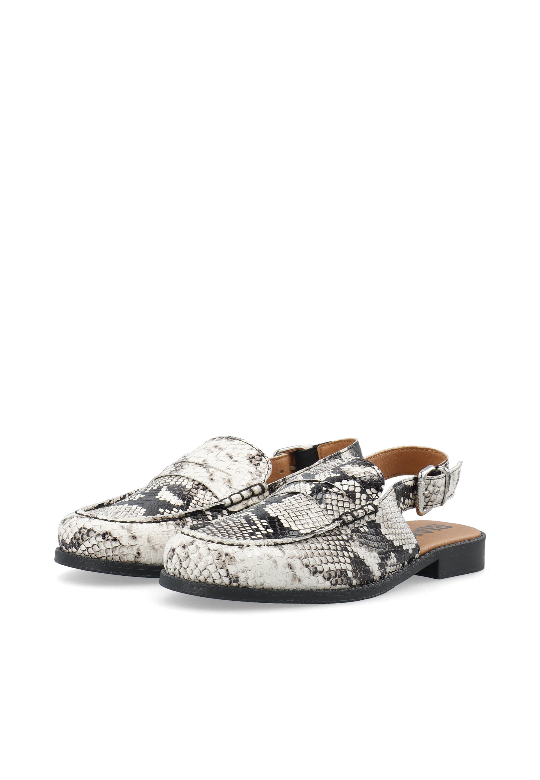 Biapop slingback loafer snake leather - White snake