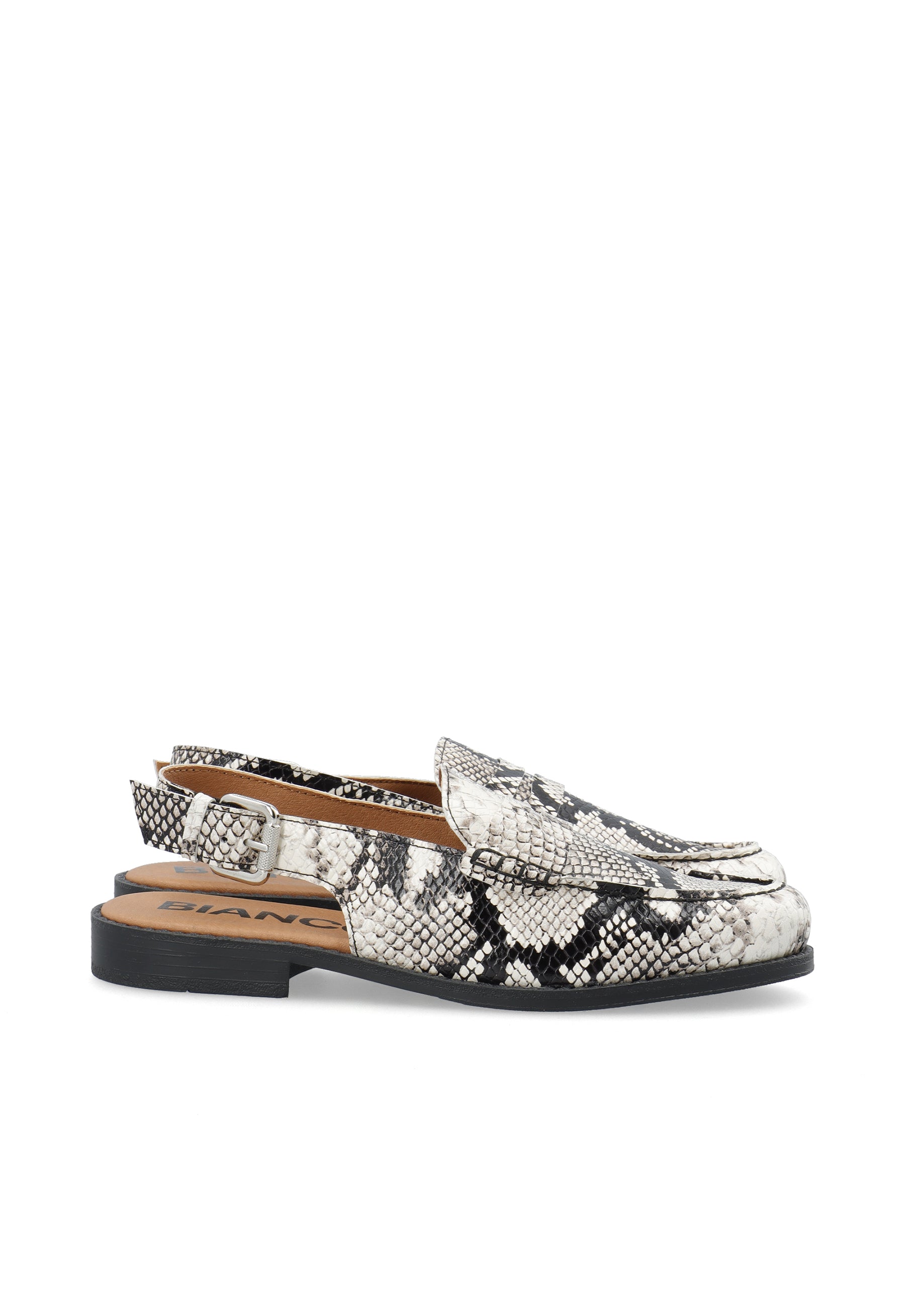 Biapop slingback loafer snake leather - White snake