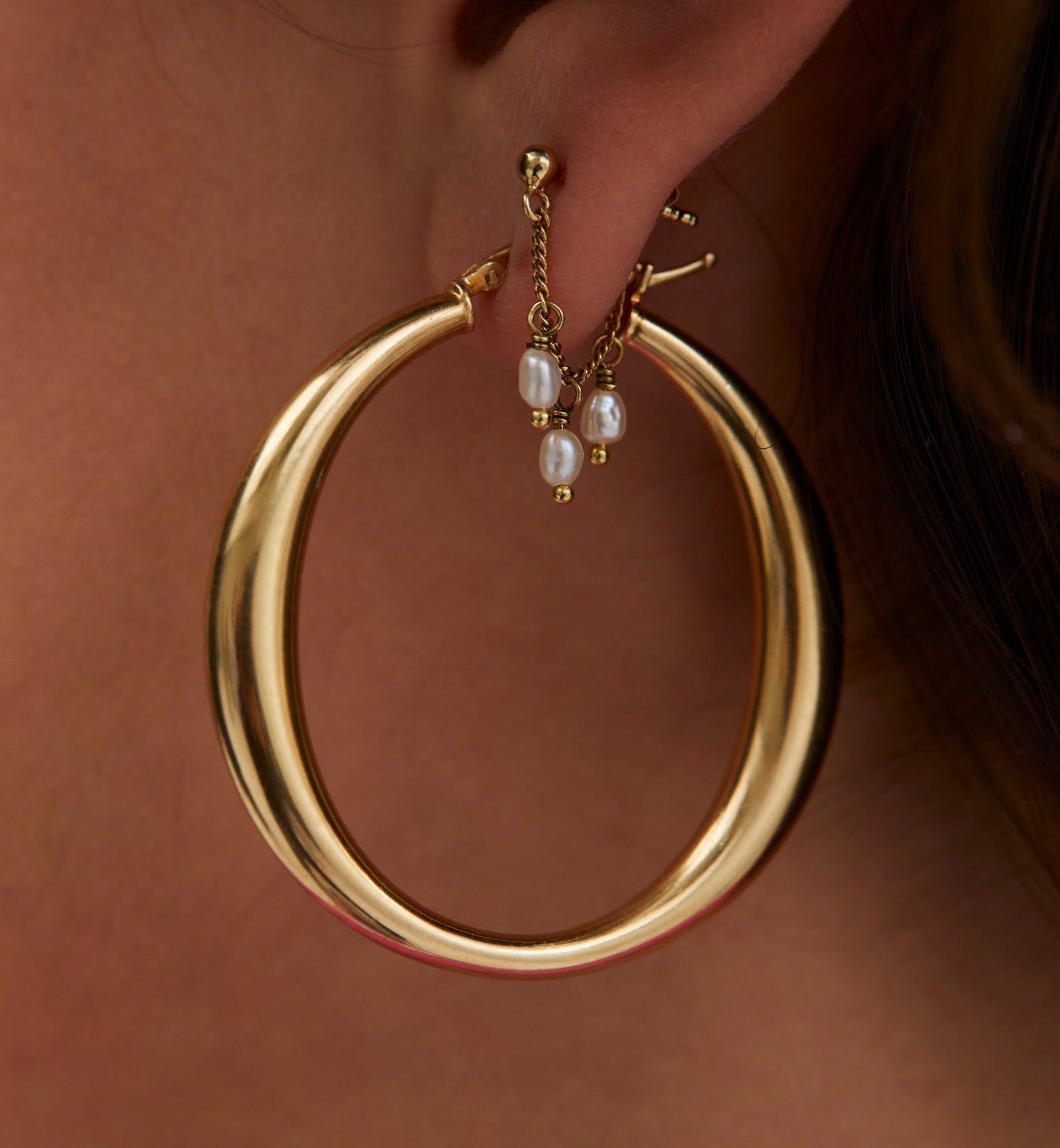 Kosmische Stof Ketting Oorbellen - Verguld