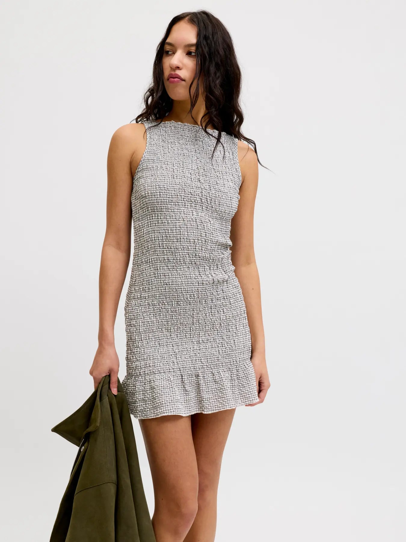 JXCELINA SMOCK DRESS - BRIGHT WHITE/ BLACK