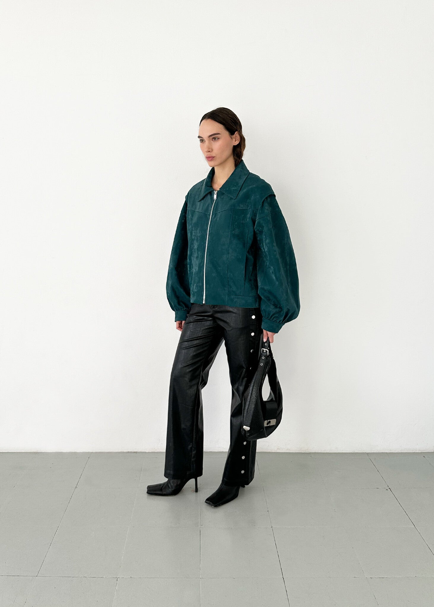 CUPIDO TEAL GREEN BOMBER JACKET