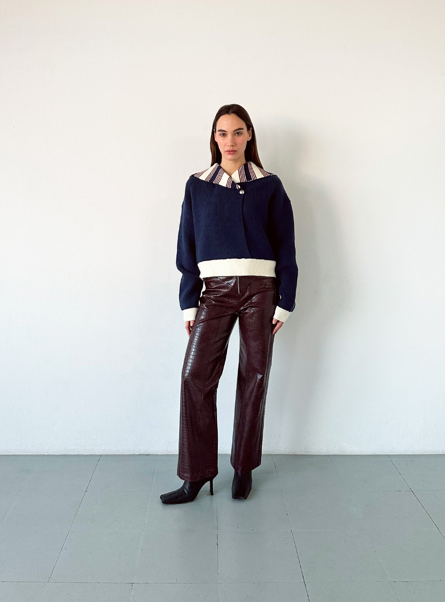 Napels gebreide trui - Marineblauw