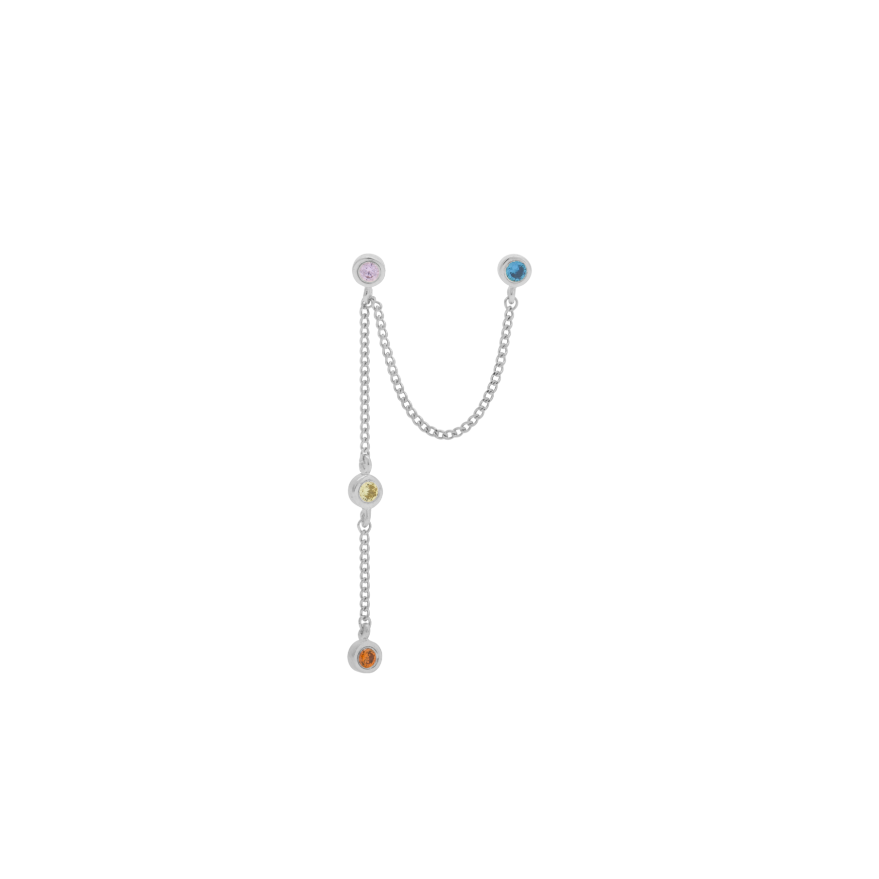 Single Duo Confetti Chain Earring - Silver