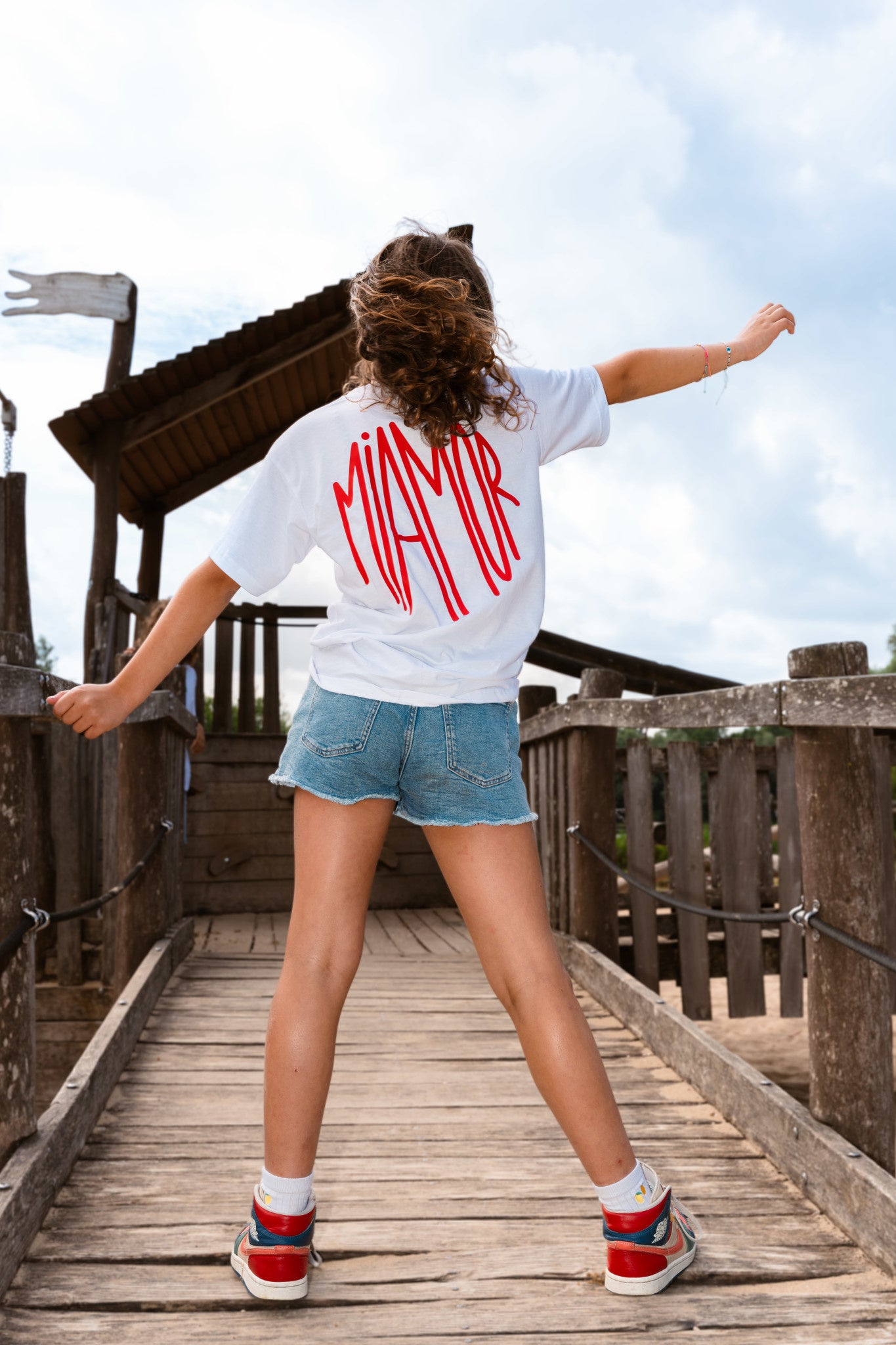 T-shirt blanc Mini Miamor - logo rouge