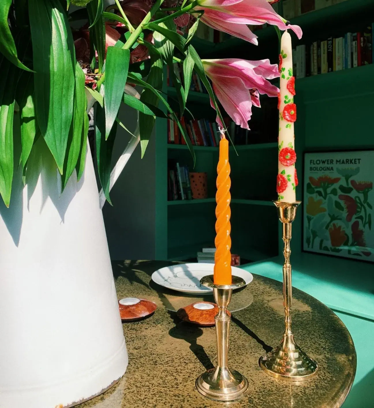 Bougies fleuries (lot de 2) - Multicolores